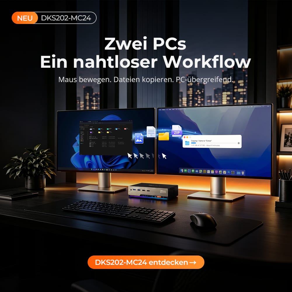 DP-KVM-Switch 144Hz: 4K@144 zwischen Gaming-PC und Arbeitsrechner teilen