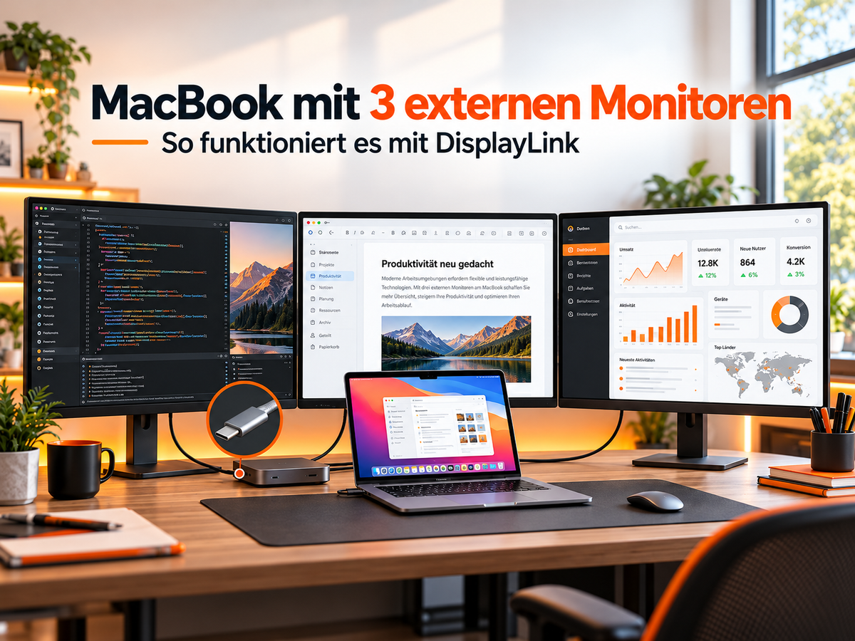 MacBook mit 3 externen Monitoren verbinden: So funktioniert es mit DisplayLin