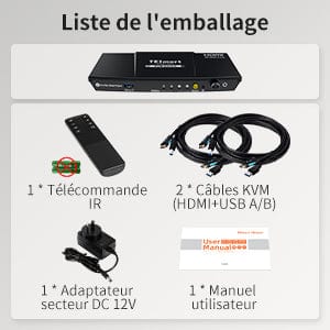 Trealamh Lasc KVM Dé-Monatóireacht 4-Port HDMI 4K60Hz le Mol USB 3.0 & Fuaime I/O, EDID