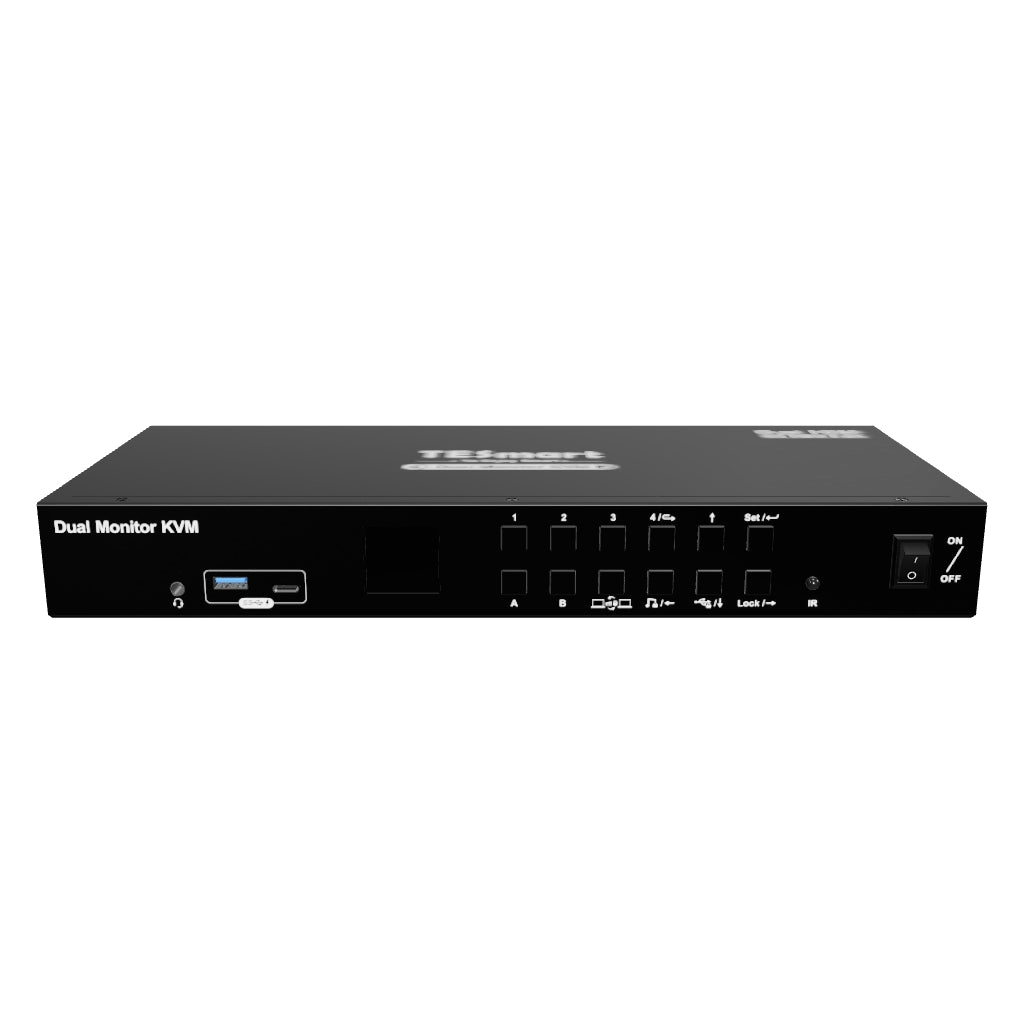 4-Port Dual-Monitor KVM Switch Kit HDMI 4K60Hz mit USB 3.0 Hub & Audio I/O, EDID