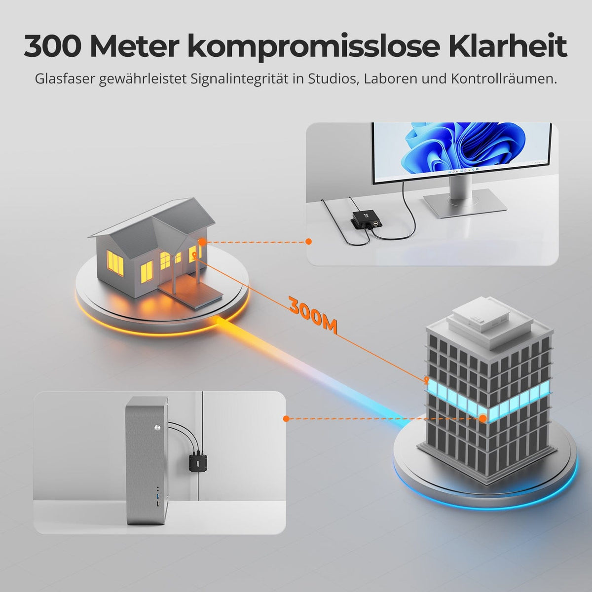 TESmart.DE DKE30SS-M25-EUBK 300M Fiber DP Extender 8K@60Hz / 4K@240Hz verlustfrei über Glasfaser 10617230232377 300M Fiber DP Extender 8K@60Hz / 4K@240Hz verlustfrei über Glasfaser
