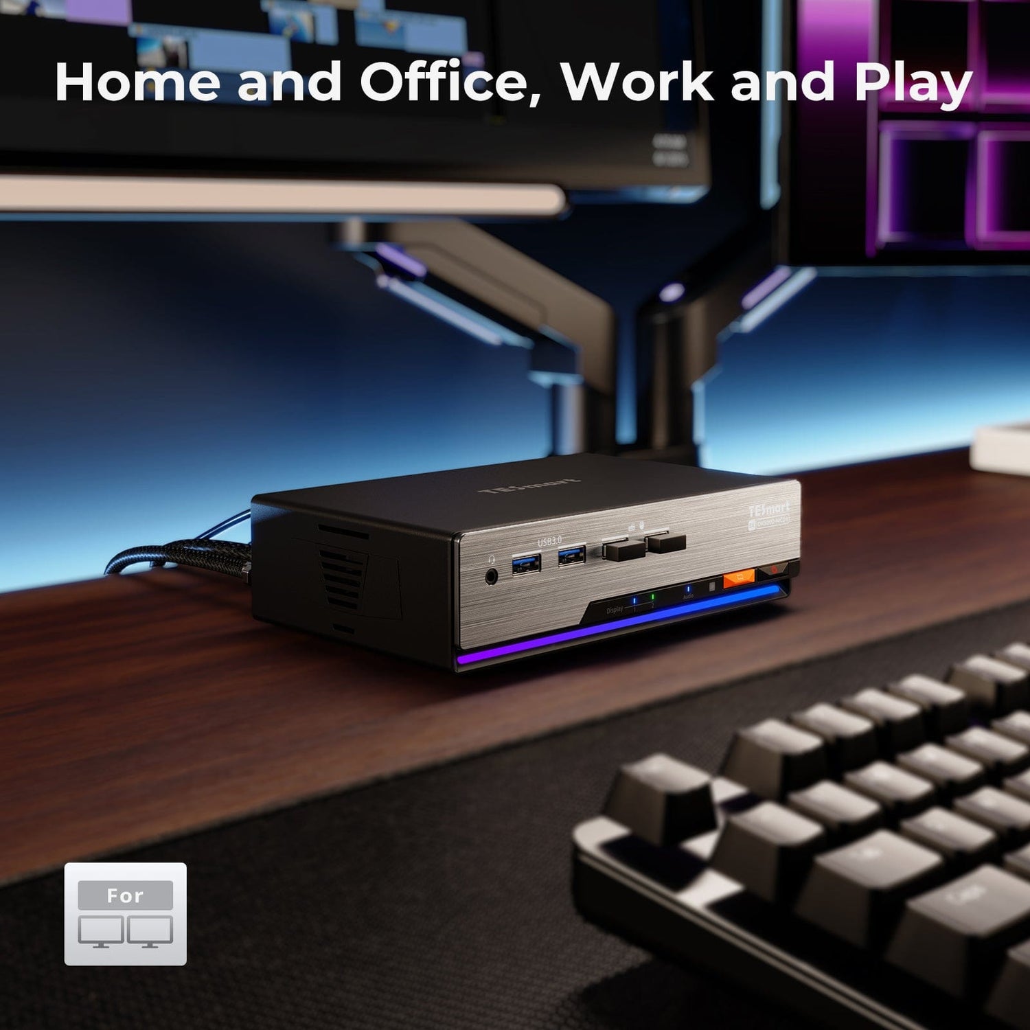 TESmart.DE DP 1.4 Dual 8K@60Hz 4K@144Hz KVM Switch for 2 PCs & 2 Monitors, w/ Multi-PC Control, Drag-and-Drop File Share, USB 3.2 Gen1 & Built-in Gigabit Network Nahtlose Kontrolle von 2 PCs mit gestochen scharfer DP 1.4-Videoqualität (8K@60Hz / 4K@144Hz), USB 3.2 Gen1 SuperSpeed & integriertem Gigabit-Netzwerk.