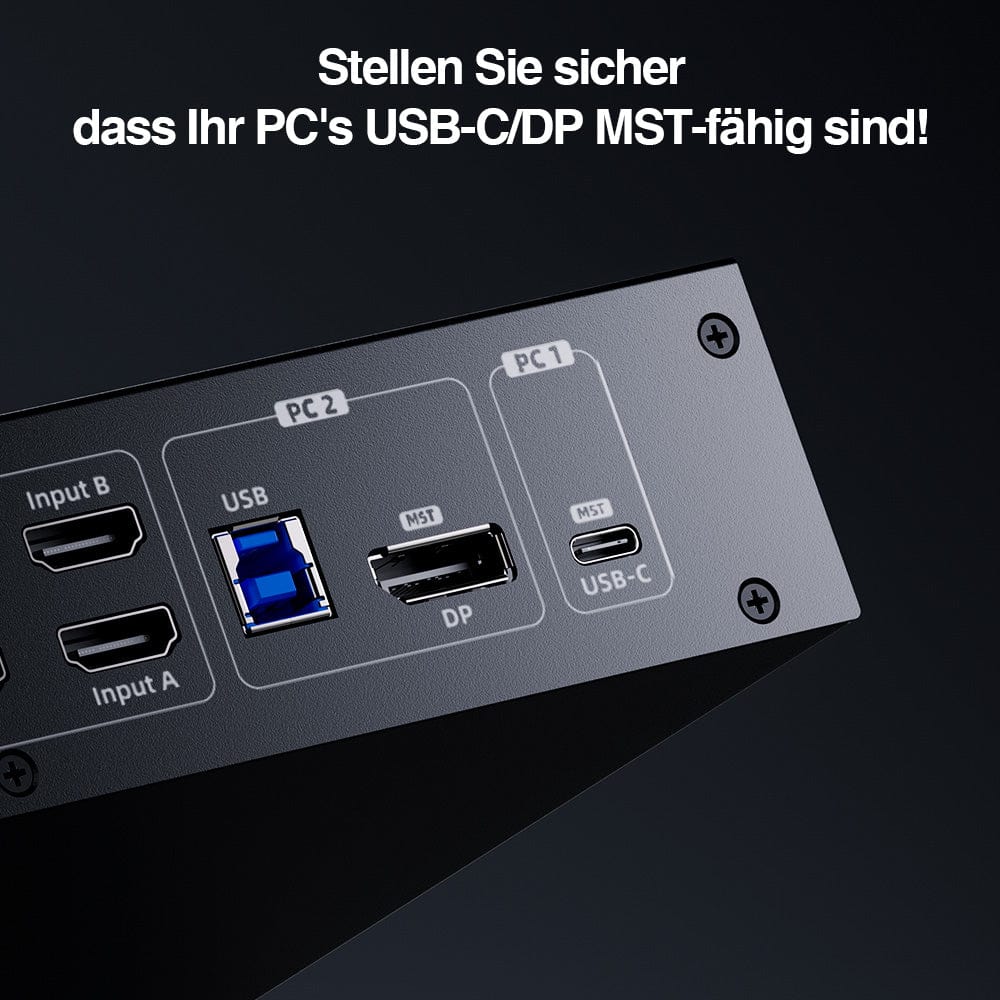 TESmart.DE Drei Monitor KVM Switcher Drei Monitor MST KVM-Dockingstation-Kit - 4K60Hz, EDID für 1 Laptop & 3 PCs Drei-Monitor MST KVM-Dock - 4K60Hz, EDID für 1 Laptop & 3 PCs