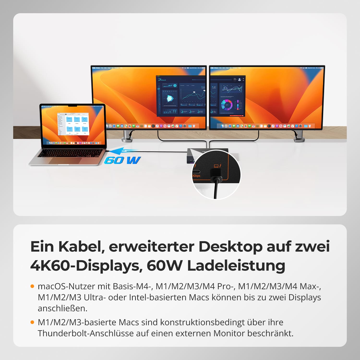 TESmart.DE HDC202-X24-EUBK KVM Switch Dual 4K60Hz Thunderbolt™ 4 KVM-Dock für 1 Laptop & 1 Desktop – EDID, Gaming & Hybrides Home-Office 10652805090792 2-Port Thunderbolt 4 Dual-Monitor KVM-Switch 4K60Hz, EDID & 60W PD | TESmart