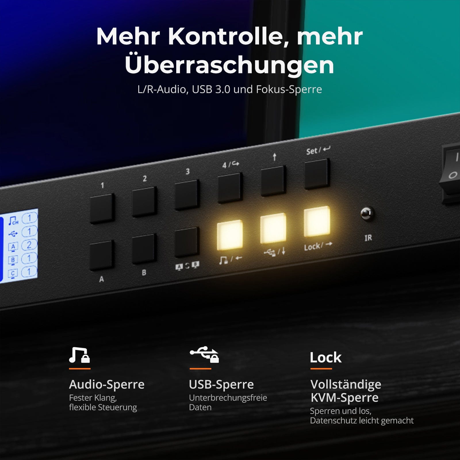 TESmart.DE HDC402-P23-EUBK Dual-Monitor-Hybrid USB-C/HDMI/DP 4K60Hz KVM-Switch Pro-Hub für 2 Laptops & 2 PCs, mit MST-Modus, EDID-Emulation, Gigabit-LAN und Dual-Ladefunktion Dual 4K60Hz Hybrid-KVM Pro-Hub für 4 PCs & 2 Monitore, mit MST-Modus, EDID-Emulation, Gigabit-LAN & Dual-Ladefunktion