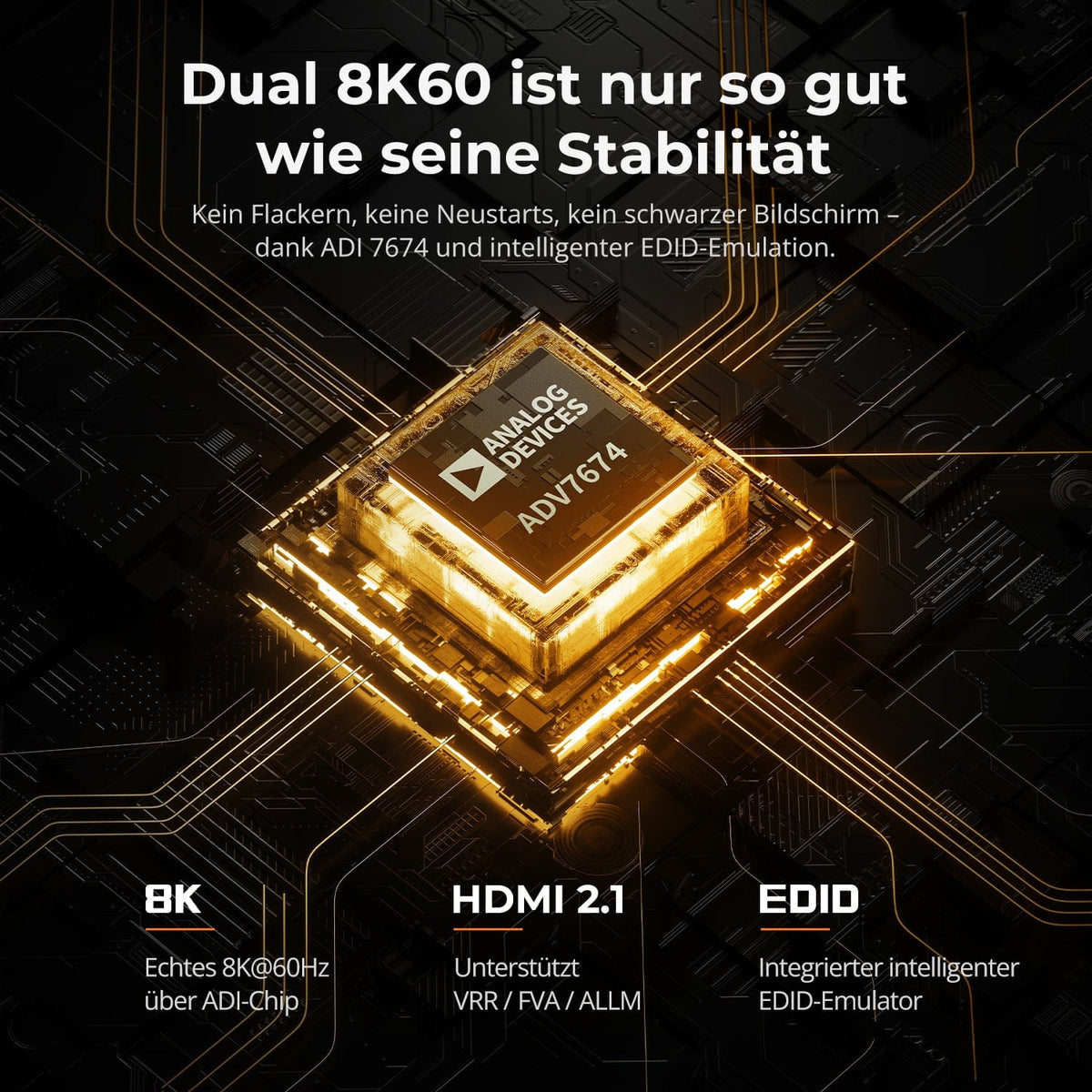 TESmart.DE HDK202-M24-EUBK KVM Switch HDMI 2.1 & DP 1.4 Dual 4K144Hz KVM-Switch Gaming-Dock für 2 PCs und 2 Monitore, mit ADI-Chip, EDID, VRR, FVA, ALLM und Dynamic HDR 10652805090761 Dual 4K144Hz HDMI 2.1 & DP 1.4 KVM-Switch mit VRR, EDID & HDR | TESmart EU Plug