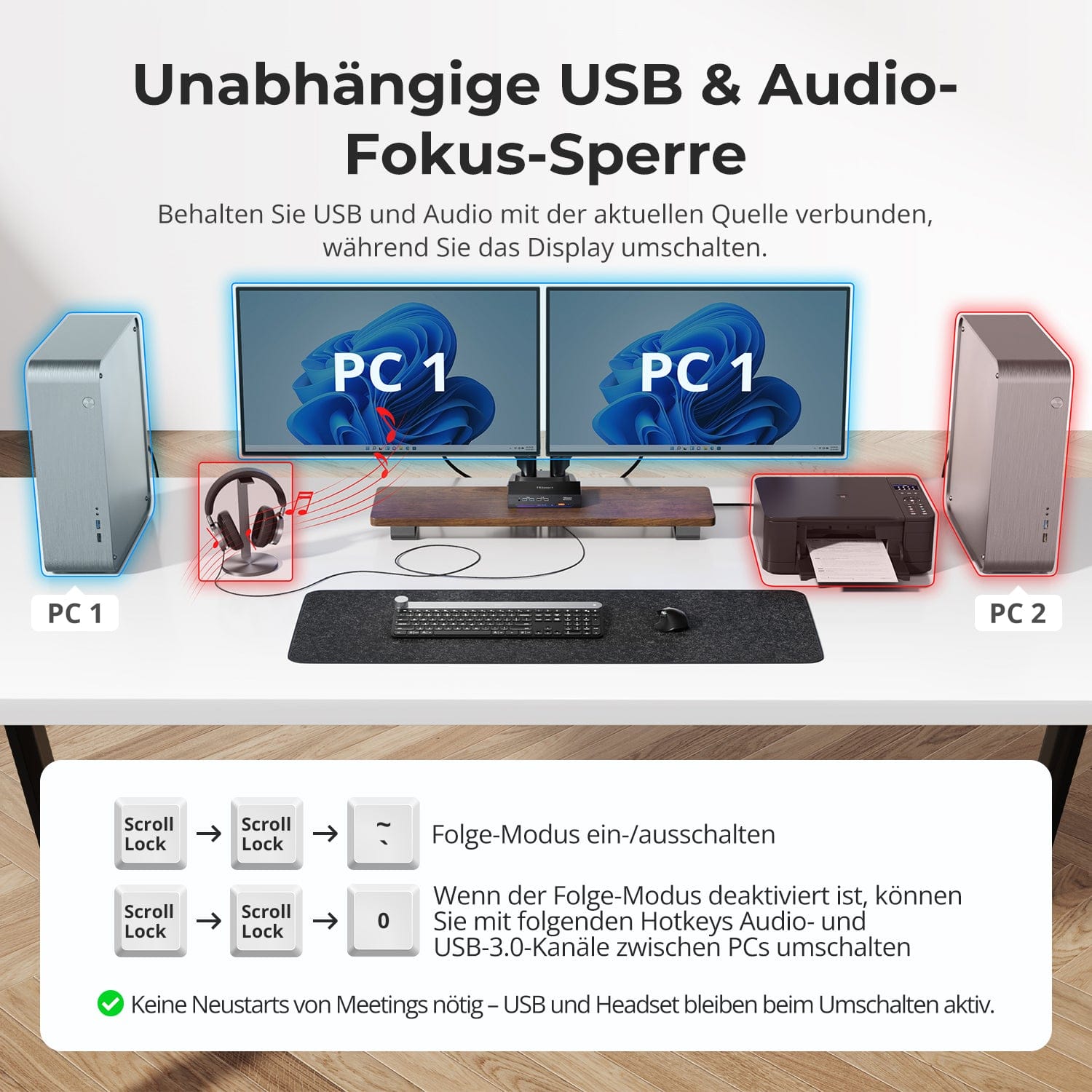 TESmart.DE HDK202-M24-EUBK KVM Switch HDMI 2.1 & DP 1.4 Dual 4K144Hz KVM-Switch Gaming-Dock für 2 PCs und 2 Monitore, mit ADI-Chip, EDID, VRR, FVA, ALLM und Dynamic HDR 10652805090761 Dual 4K144Hz HDMI 2.1 & DP 1.4 KVM-Switch mit VRR, EDID & HDR | TESmart EU Plug