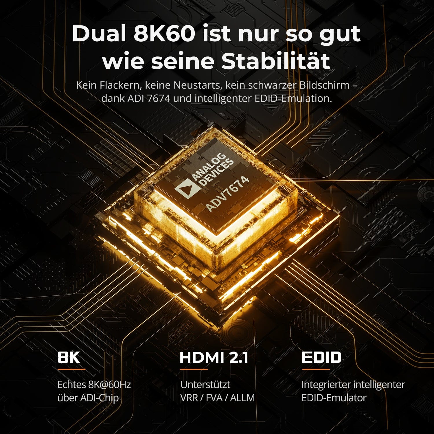 TESmart.DE HDK402-M24-EUBK Dual Monitor KVM Switch HDMI 2.1 & DP 1.4 Dual 4K144Hz KVM-Switch Gaming-Dock für 4 PCs & 2 Monitore, mit ADI-Chip, EDID, VRR, FVA, ALLM und Dynamic HDR 10652805090815 4-Port HDMI 2.1 & DP 1.4 4K144Hz VRR KVM-Switch mit ADI-Chip | TESmart