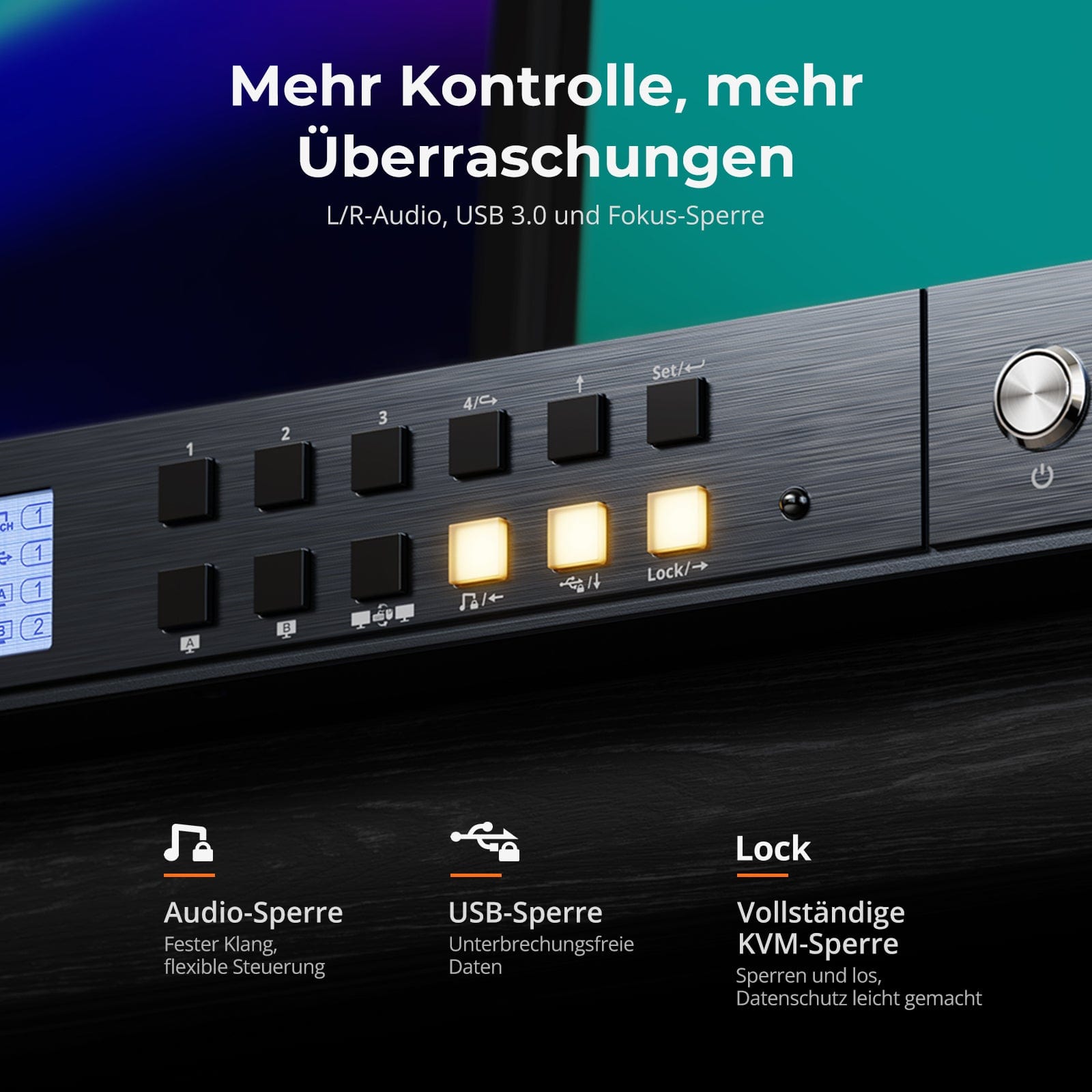 TESmart.DE HDK402-M24-EUBK HDMI 2.1 & DP 1.4 Dual 4K144Hz KVM-Switch Gaming-Dock für 4 PCs & 2 Monitore, mit ADI-Chip, EDID, VRR, FVA, ALLM und Dynamic HDR 10652805090815 HDMI 2.1 & DP 1.4 Dual 4K144Hz VRR KVM-Dock für 4 PCs & 2 Monitore, ADI-Chip, EDID, HDR