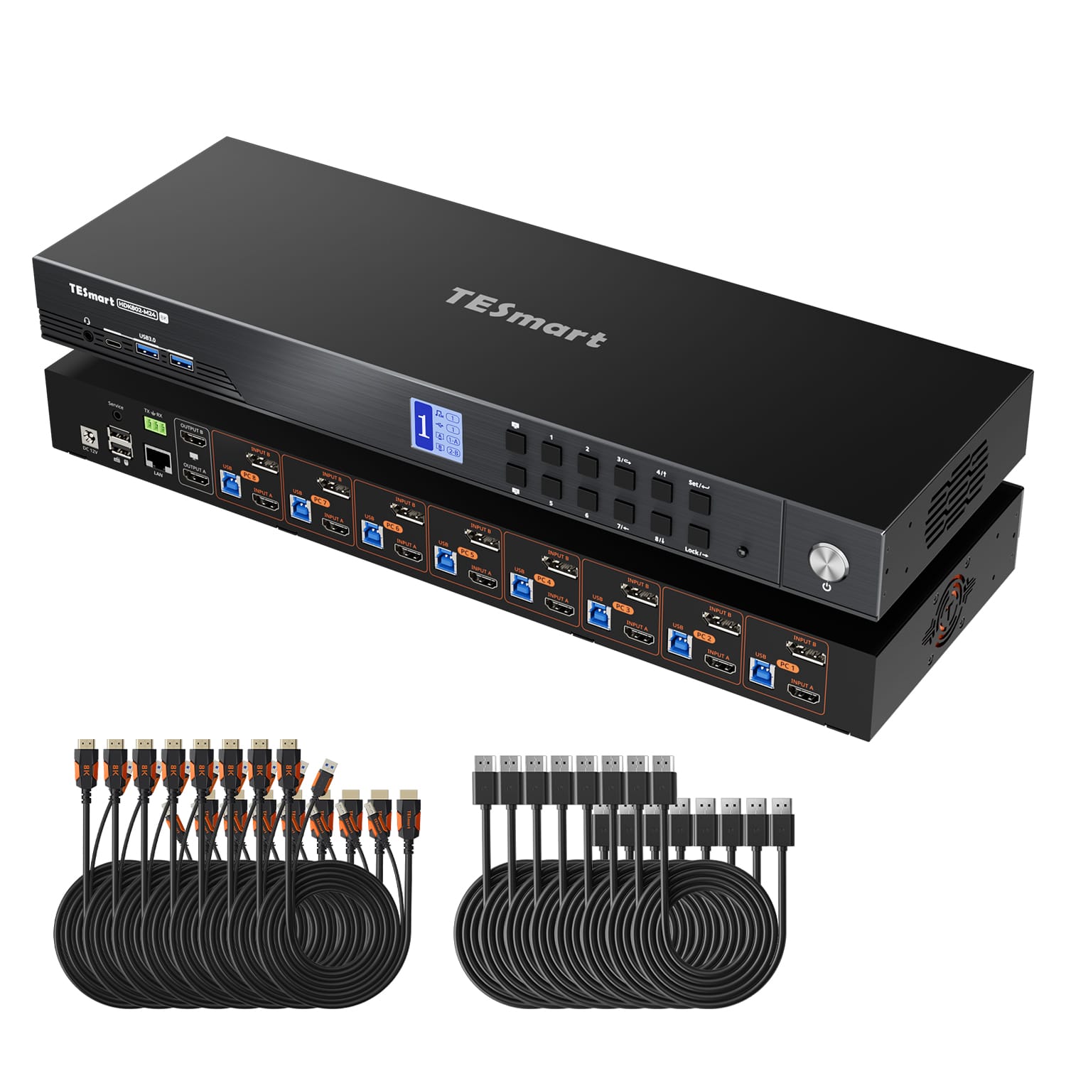 TESmart.DE HDK802-M24-EUBK HDMI 2.1 & DP 1.4 Dual 8K60Hz KVM-Switch für 8 PCs & 2 Monitore, mit ADI-Chip, EDID, VRR, FVA, ALLM und Dynamic HDR 10617230232520 HDMI 2.1 & DP 1.4 Dual 8K60Hz KVM-Switch für 8 PCs & 2 Monitore, mit ADI-Chip, EDID, VRR, FVA, ALLM und Dynamic HDR EU Plug