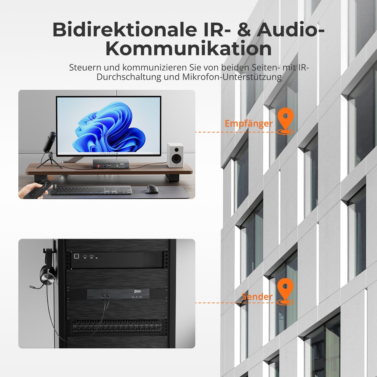 TESmart.DE HKE10SS-E25-EUBK 100M 4K30 HDMI Extender mit PoE & bidirektionaler IR-Übertragung über CAT5e/6-Kabel 10617230232353 100M 4K30 HDMI Extender mit PoE & bidirektionaler IR-Übertragung über CAT5e/6-Kabel