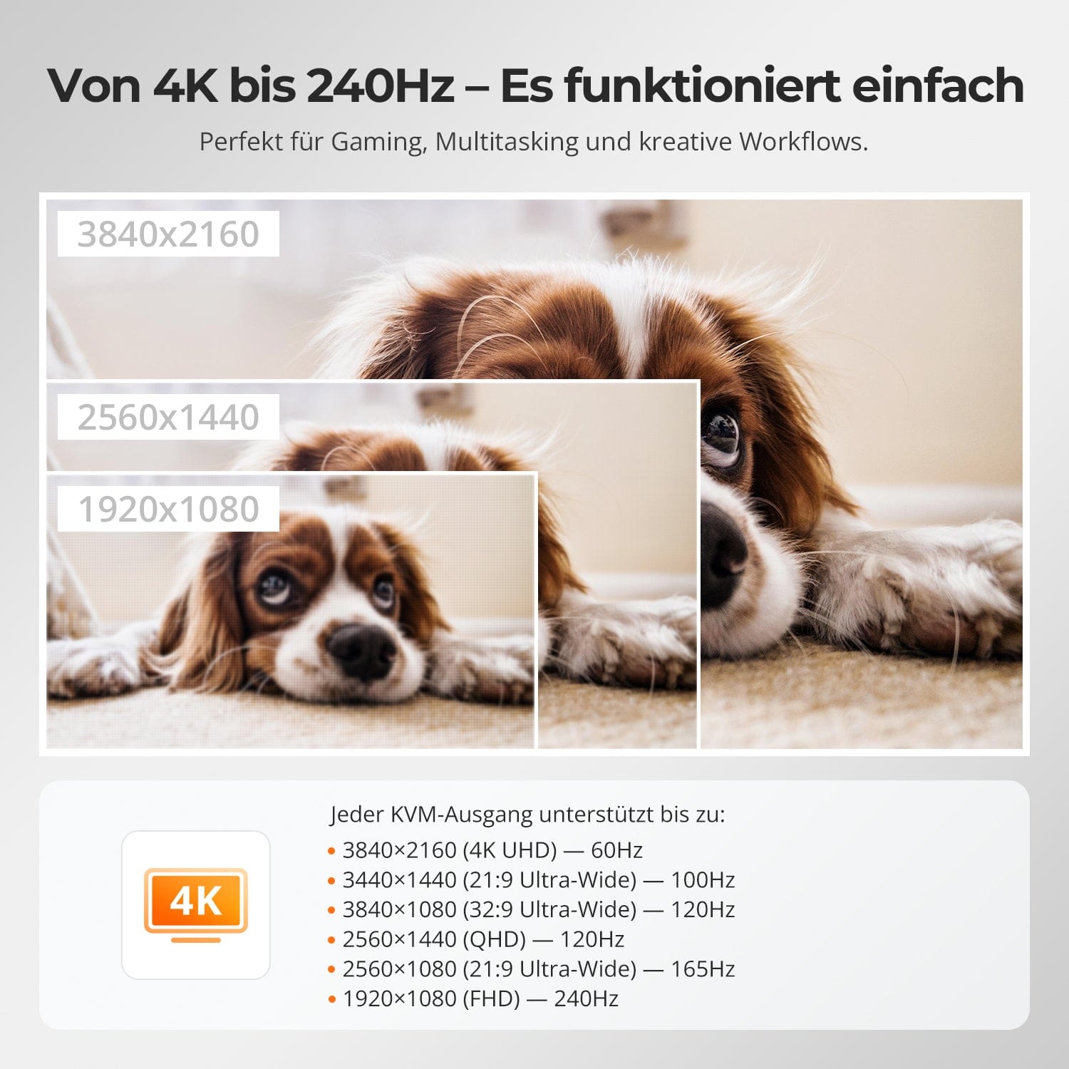 TESmart.DE HKS201-P23-EUBK KVM Switch 2-Port KVM-Switch-Kit HDMI 4K60Hz mit USB 3.0 Dockingstation, 2 PCs 1 Monitor 10652805090440 2-Port HDMI KVM-Switch mit USB 3.0 Docking für 1 Monitor | TESmart