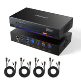TESmart.DE HKS401-M24-EUBK 4-fach 8K60 HDMI 2.1 KVM-Switch mit integriertem Netzwerk-Switch, USB-3.2-Hub, Gigabit-LAN, RGB-Lichtleiste & Fernbedienung – 4 PCs, 1 Monitor 10652805092086 4-fach 8K60 HDMI 2.1 KVM-Switch mit integriertem Netzwerk-Switch, Gigabit-LAN, USB-3.2-Hub & Fernbedienung – für Profis und Privatanwender, 4 PCs 1 Monitor
