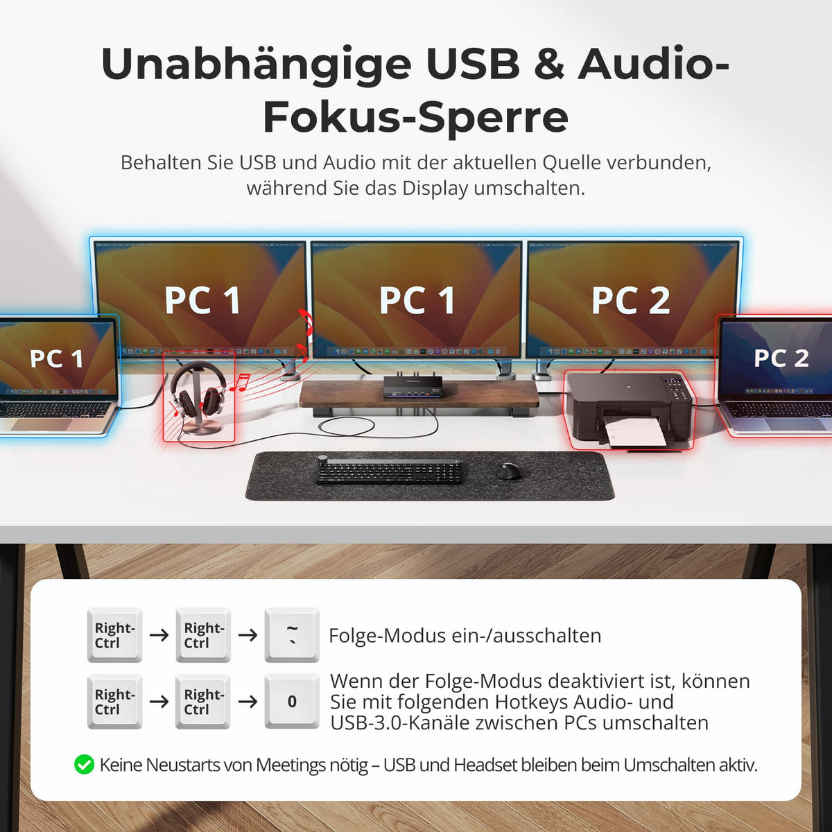 TESmart.DE NEW USB-C KVM 2 Computer 3 Monitore mit DisplayLink – 4K60, 65W PD | TESmart USB-C KVM 2 Computer 3 Monitore mit DisplayLink – 4K60, 65W PD | TESmart