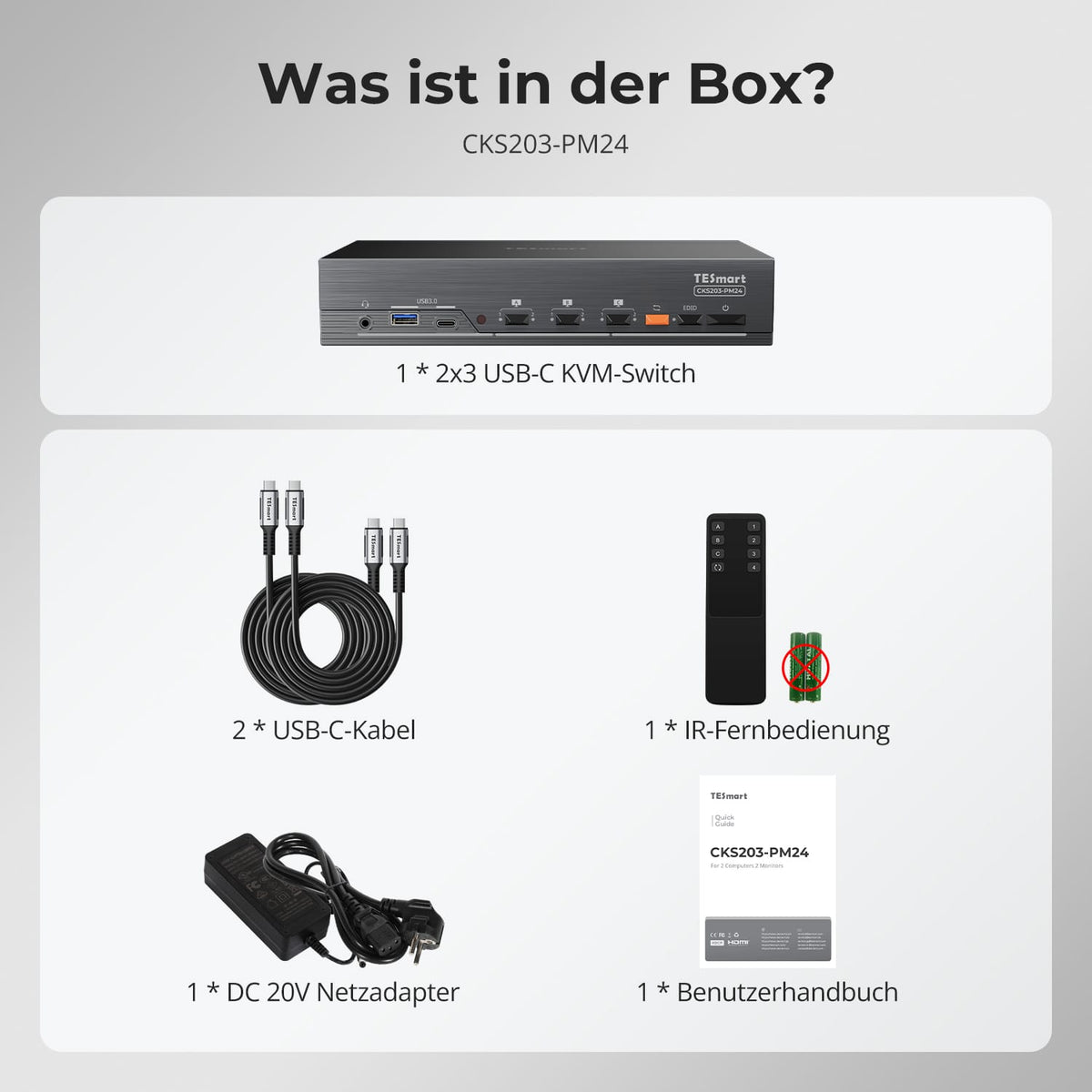 TESmart.DE NEW USB-C KVM 2 Computer 3 Monitore mit DisplayLink – 4K60, 65W PD | TESmart USB-C KVM 2 Computer 3 Monitore mit DisplayLink – 4K60, 65W PD | TESmart