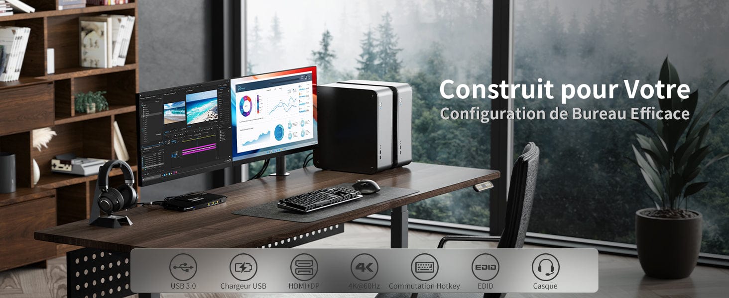 TESmart.DE P‑Serie Dual‑Monitor KVM‑Switch (HDMI/DisplayPort, 4K@60 Hz) für 2 PCs P‑Serie Dual‑Monitor KVM‑Switch (HDMI/DisplayPort, 4K@60 Hz) für 2 PCs