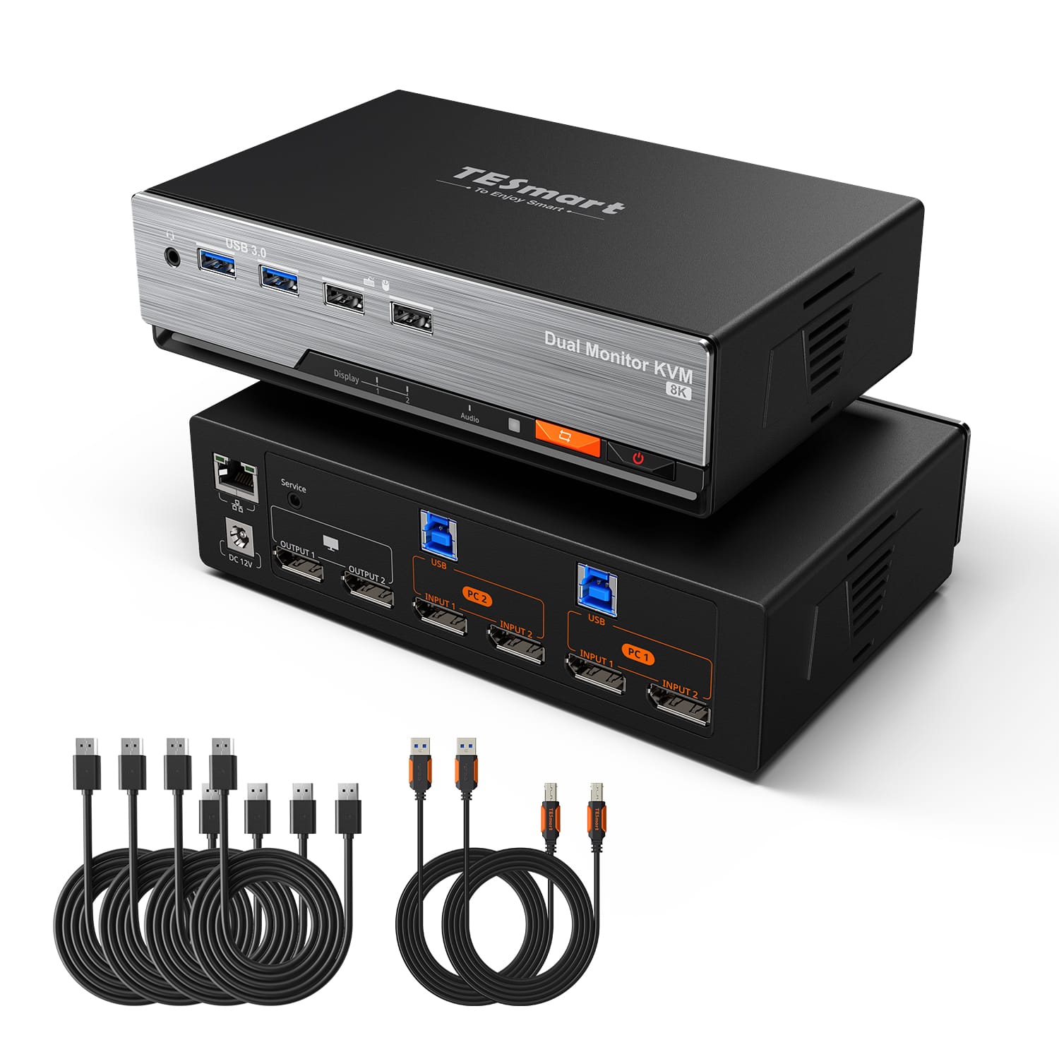 TESmart DKS202-M24-EUBK Dual Monitor KVM Switch DP 1.4 Dual 8K@60Hz KVM Switch Gaming Dock für 2 PCs und 2 Monitore, mit EDID, G-Sync, FreeSync 10652805090631 Dual 8K@60Hz KVM-Switch & Gaming-Dock – DP 1.4, EDID, G-Sync | TESmart EU Plug