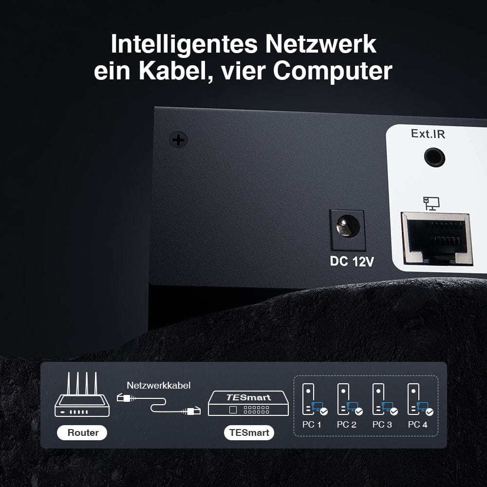 TESmart Drei Monitor KVM Switcher 4 Port Drei-Monitor-KVM-Switch HDMI 4K@60Hz mit USB Hub Triple Monitor KVM Switch 4 Port HDMI 4K mit USB Hub-TESmart