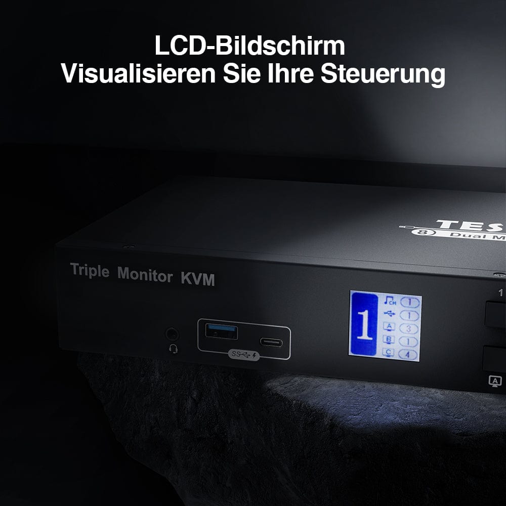 TESmart Drei Monitor KVM Switcher 4 Port Drei-Monitor-KVM-Switch HDMI 4K@60Hz mit USB Hub Triple Monitor KVM Switch 4 Port HDMI 4K mit USB Hub-TESmart