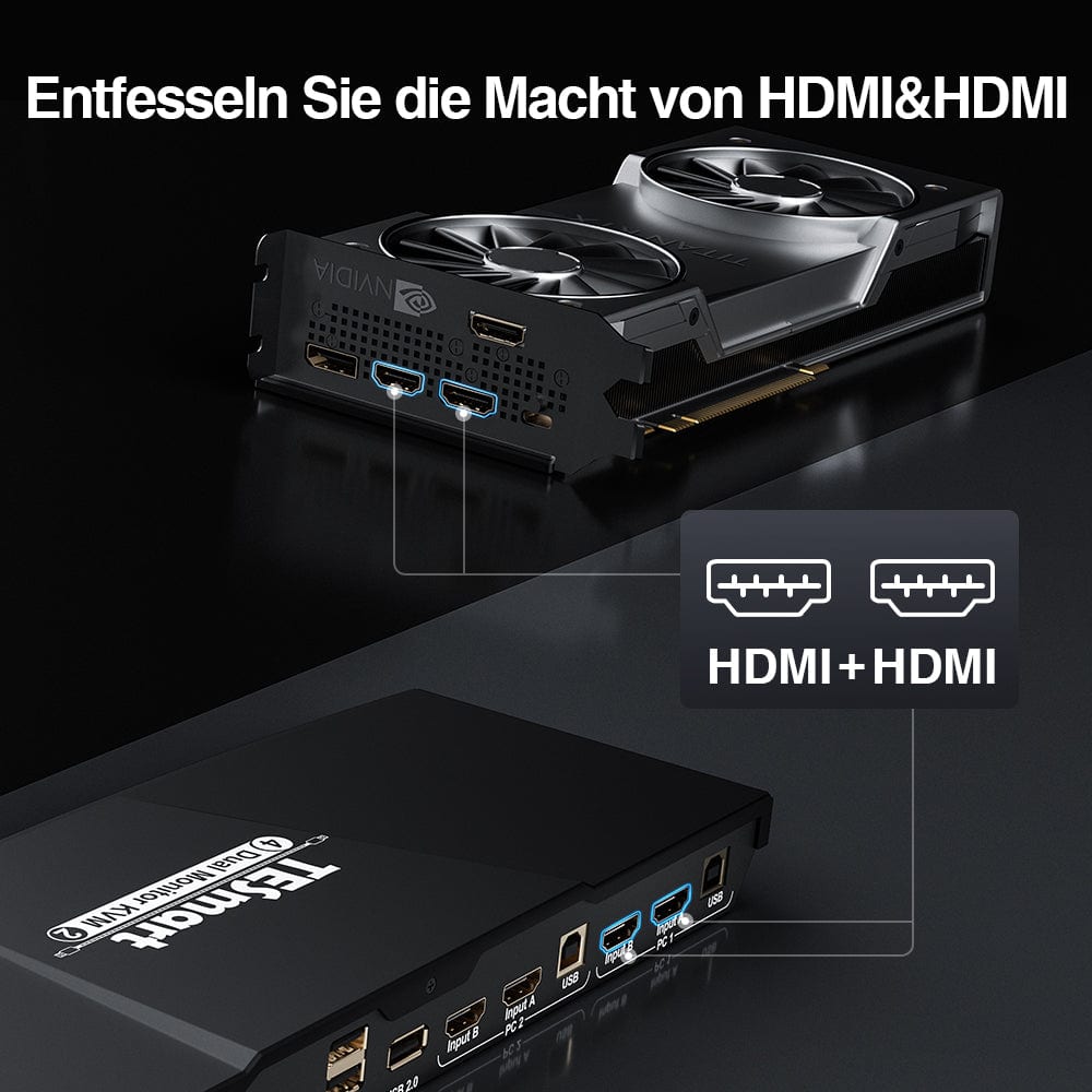 TESmart Dual Monitor KVM Switch 2 Port Dual Monitor KVM Switch HDMI 4K60Hz mit USB Hub 2 Port Dual Monitor KVM Switch HDMI 4K60Hz mit USB Hub TESmart