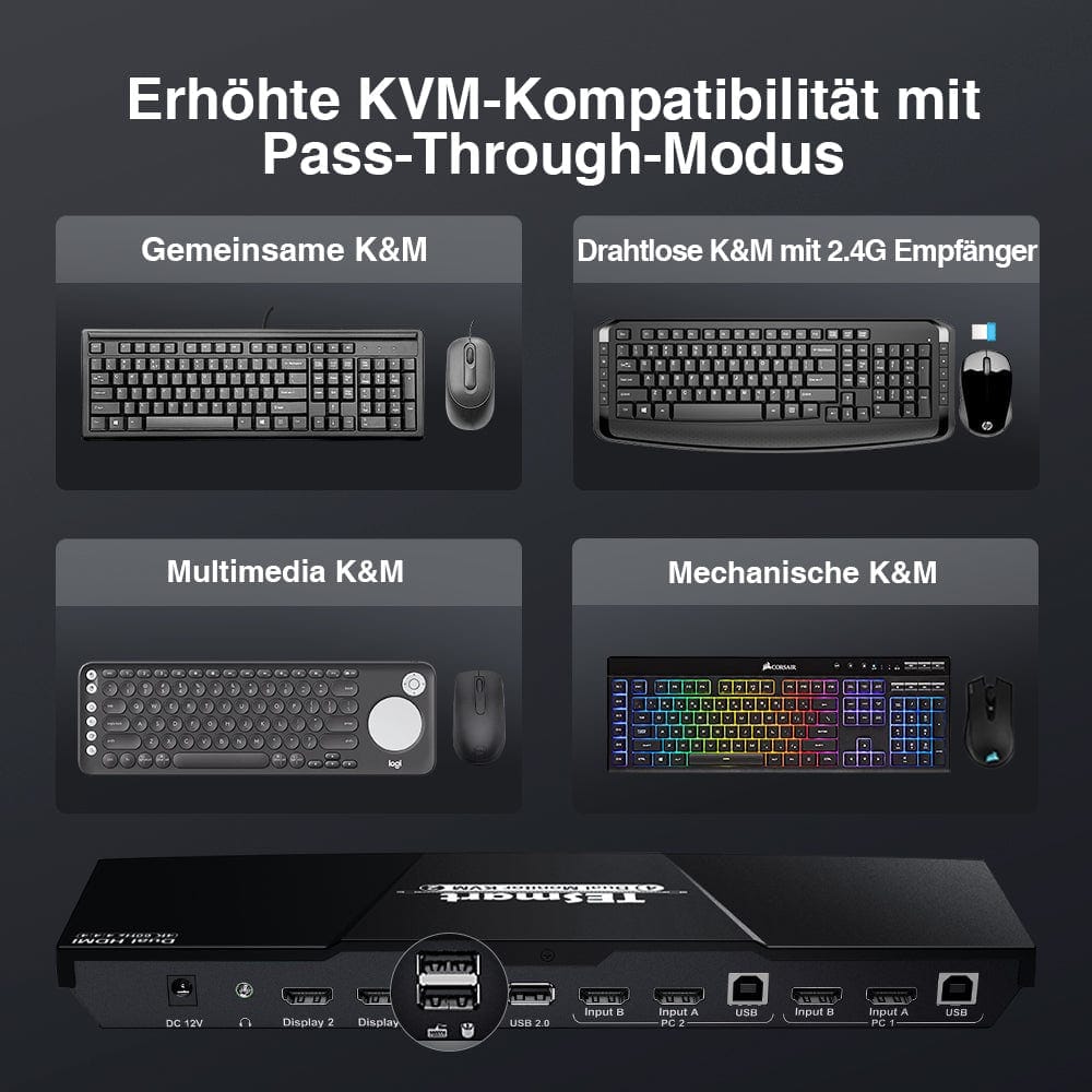 TESmart Dual Monitor KVM Switch 2 Port Dual Monitor KVM Switch HDMI 4K60Hz mit USB Hub 2 Port Dual Monitor KVM Switch HDMI 4K60Hz mit USB Hub TESmart