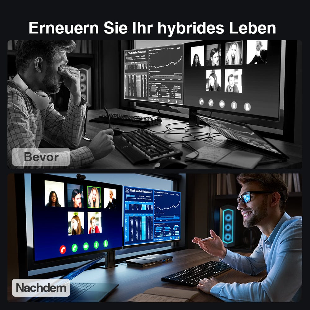 TESmart Dual Monitor KVM Switch 2 Port Dual Monitor KVM Switch HDMI+DP 4K60Hz mit USB Hub Dual Monitor KVM Switch 2 Wege HDMI2.0 DP 4K60Hz EDID TESmart