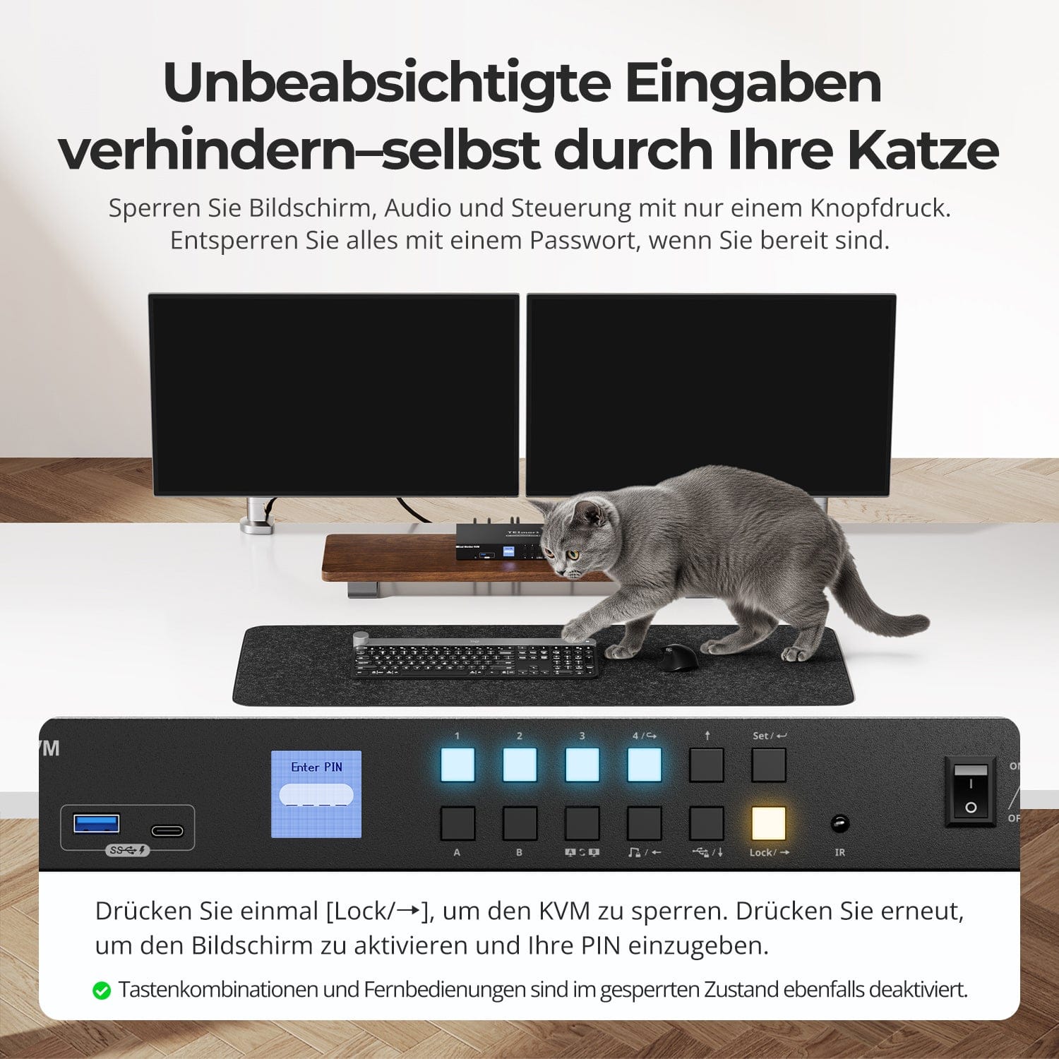 TESmart Dual Monitor KVM Switch 4 Port Dual Monitor KVM Switch Kit DP 4K60Hz mit USB 3.0 Docking Station, EDID 4-Port Dual-Monitor DP KVM-Switch 4K60Hz mit USB 3.0 Dock & EDID | TESmart