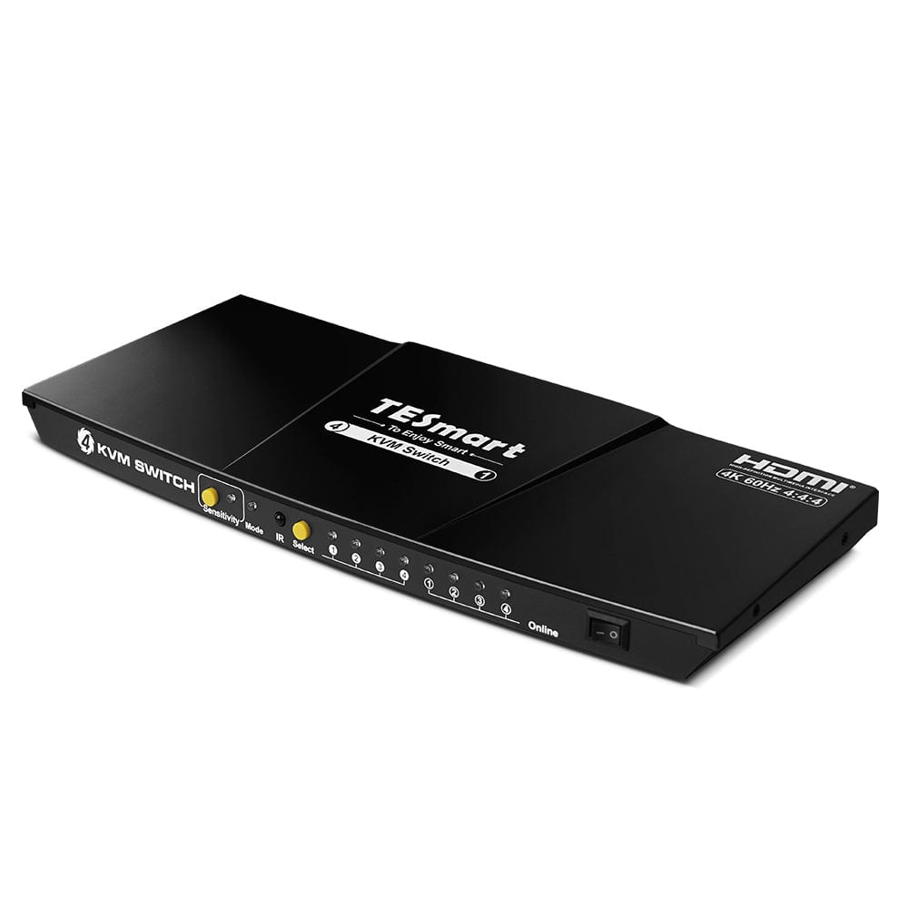 TESmart HCK0401A1U-EUBK KVM Switch 4 Ports USB-C KVM Umschalter 4K60Hz HDMI & 3 HDMI + 1 Typ-C 10659135226440 KVM Switch USB-C HDMI 4 Port 4K60Hz mit EDID,USB Hub TESmart EU Plug / Black