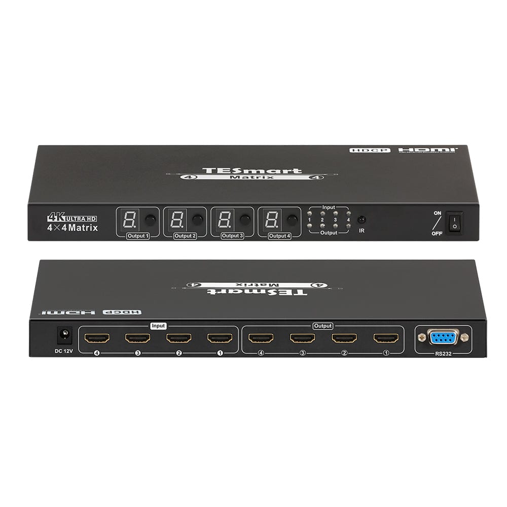 TESmart HDMI Matrix 4x4 4K HDMI Matrix Switch mit RS232 und IR-Fernbedienung 4x4 HDMI Matrix Video Switch mit Audio and RS232 4K HDCP TESmart