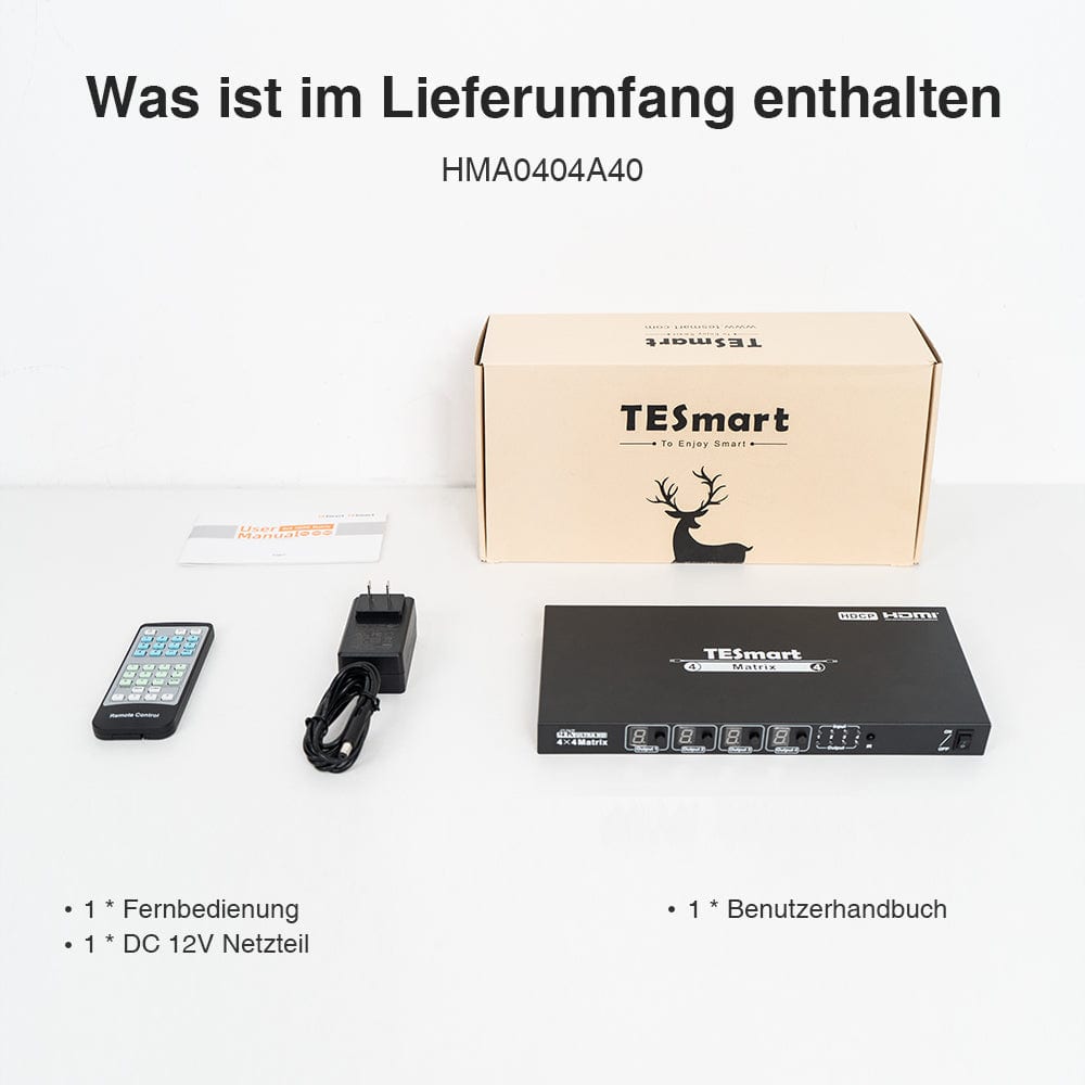 TESmart HDMI Matrix 4x4 4K HDMI Matrix Switch mit RS232 und IR-Fernbedienung 4x4 HDMI Matrix Video Switch mit Audio and RS232 4K HDCP TESmart