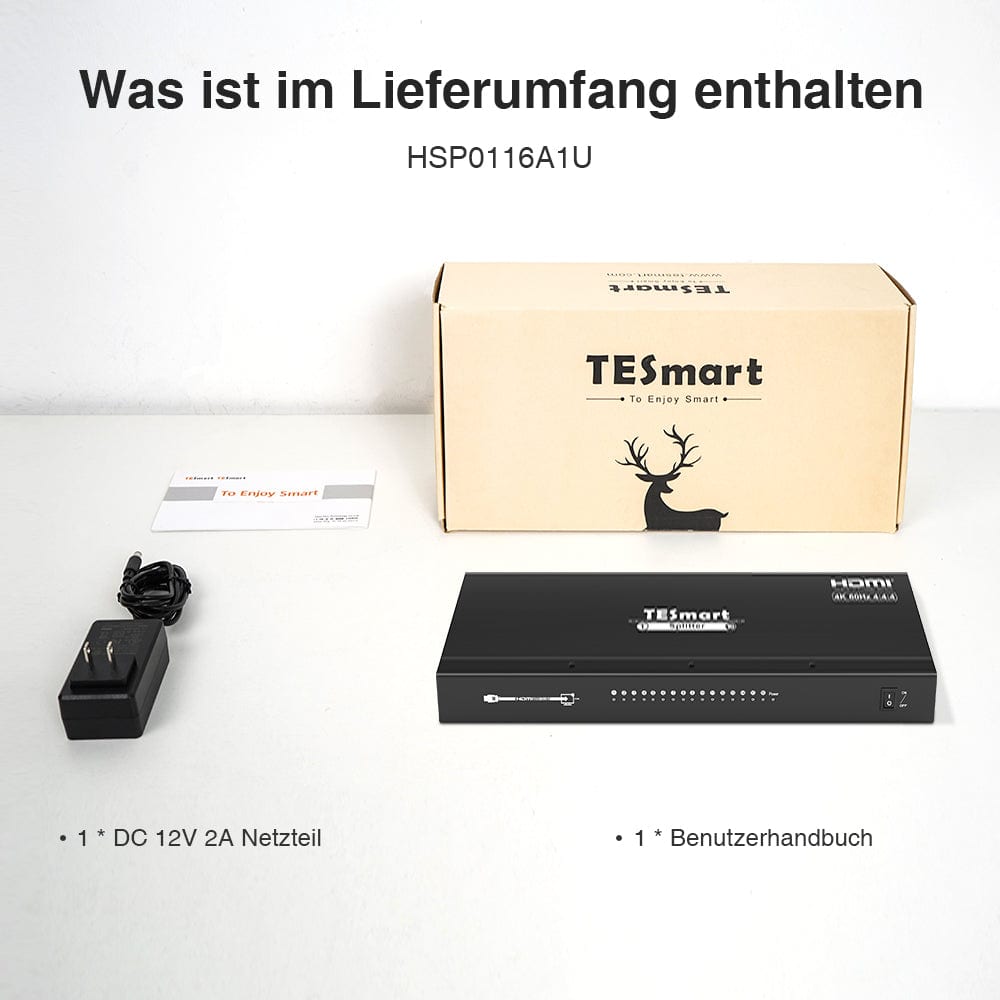 TESmart HDMI Splitter 2/4/8/ Ports HDMI Splitter 4K 60Hz mit HDR für DVD Player TV Box HDMI Splitter 2/4/8/16 Port Unterstützung  4K 60Hz HDR HDCP 2.2-TESmart