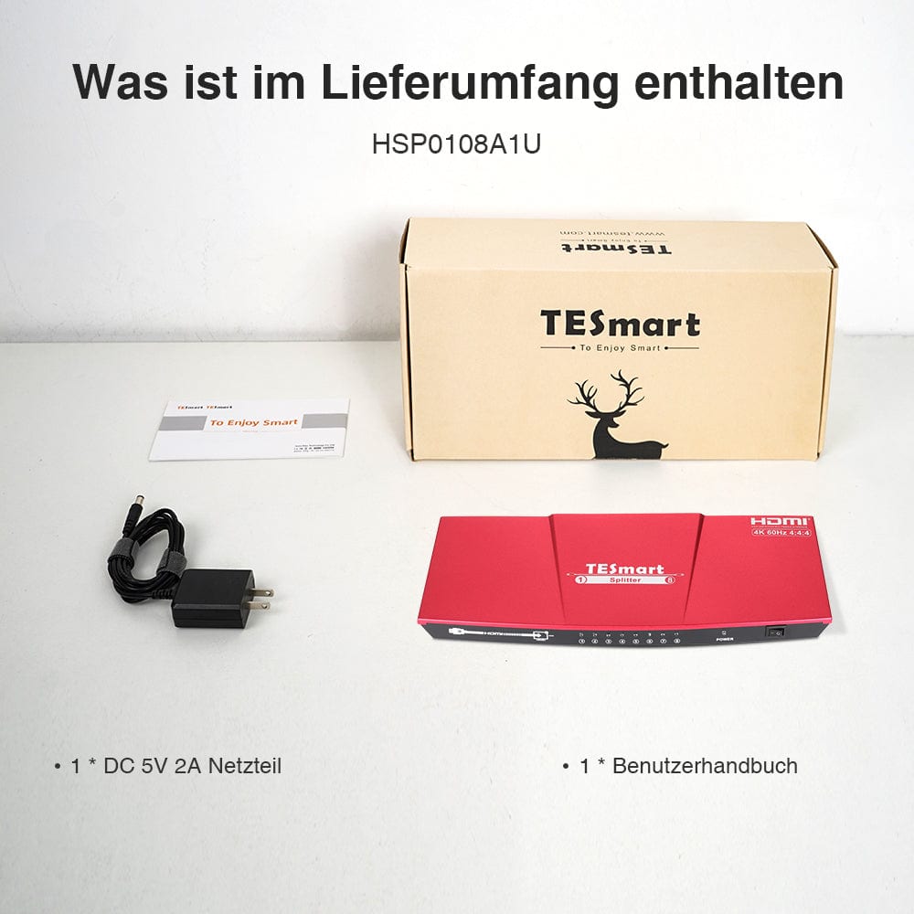 TESmart HDMI Splitter 2/4/8/ Ports HDMI Splitter 4K 60Hz mit HDR für DVD Player TV Box HDMI Splitter 2/4/8/16 Port Unterstützung  4K 60Hz HDR HDCP 2.2-TESmart