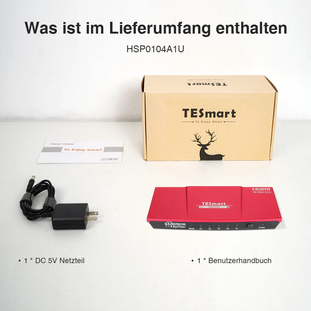 TESmart HDMI Splitter 2/4/8/ Ports HDMI Splitter 4K 60Hz mit HDR für DVD Player TV Box HDMI Splitter 2/4/8/16 Port Unterstützung  4K 60Hz HDR HDCP 2.2-TESmart