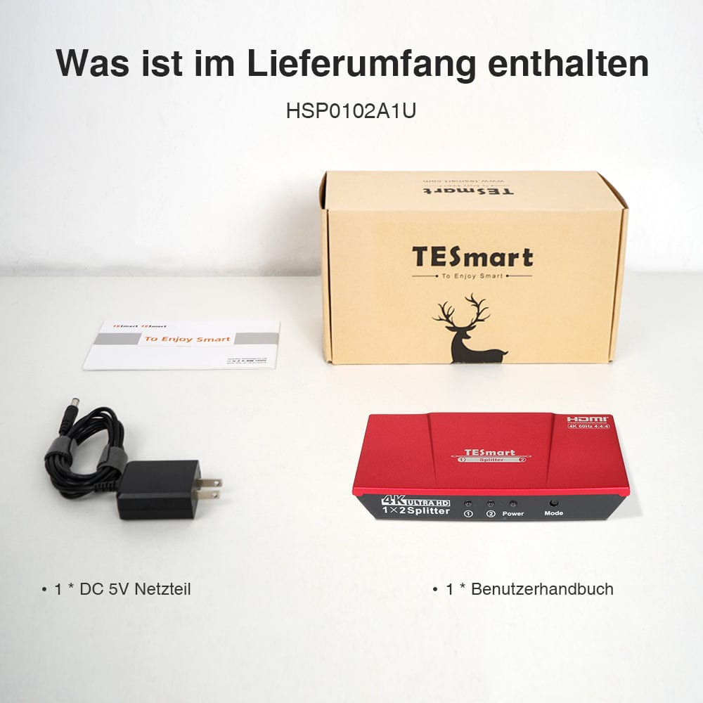 TESmart HDMI Splitter 2/4/8/ Ports HDMI Splitter 4K 60Hz mit HDR für DVD Player TV Box HDMI Splitter 2/4/8/16 Port Unterstützung  4K 60Hz HDR HDCP 2.2-TESmart