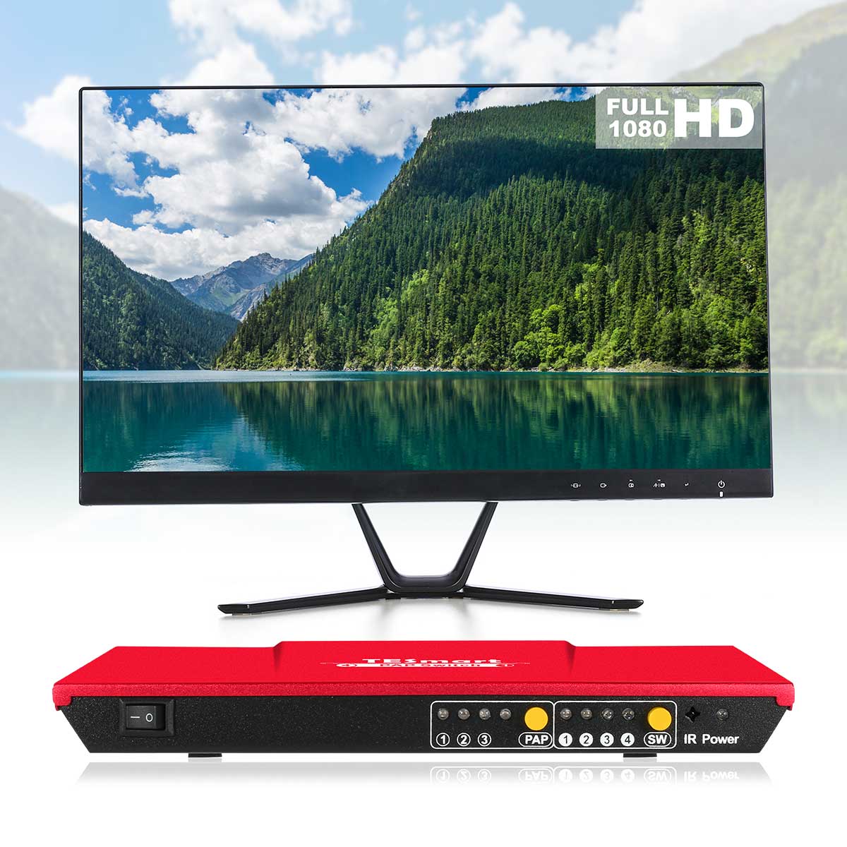 TESmart HDMI Switch 4 Port HDMI Switch 1080P@60Hz Multi Viewer und nahtloses Umschalten 4 in 1 Out Seamless HDMI Switch,Multi-View1080p@60Hz,IR-Fernbedienung