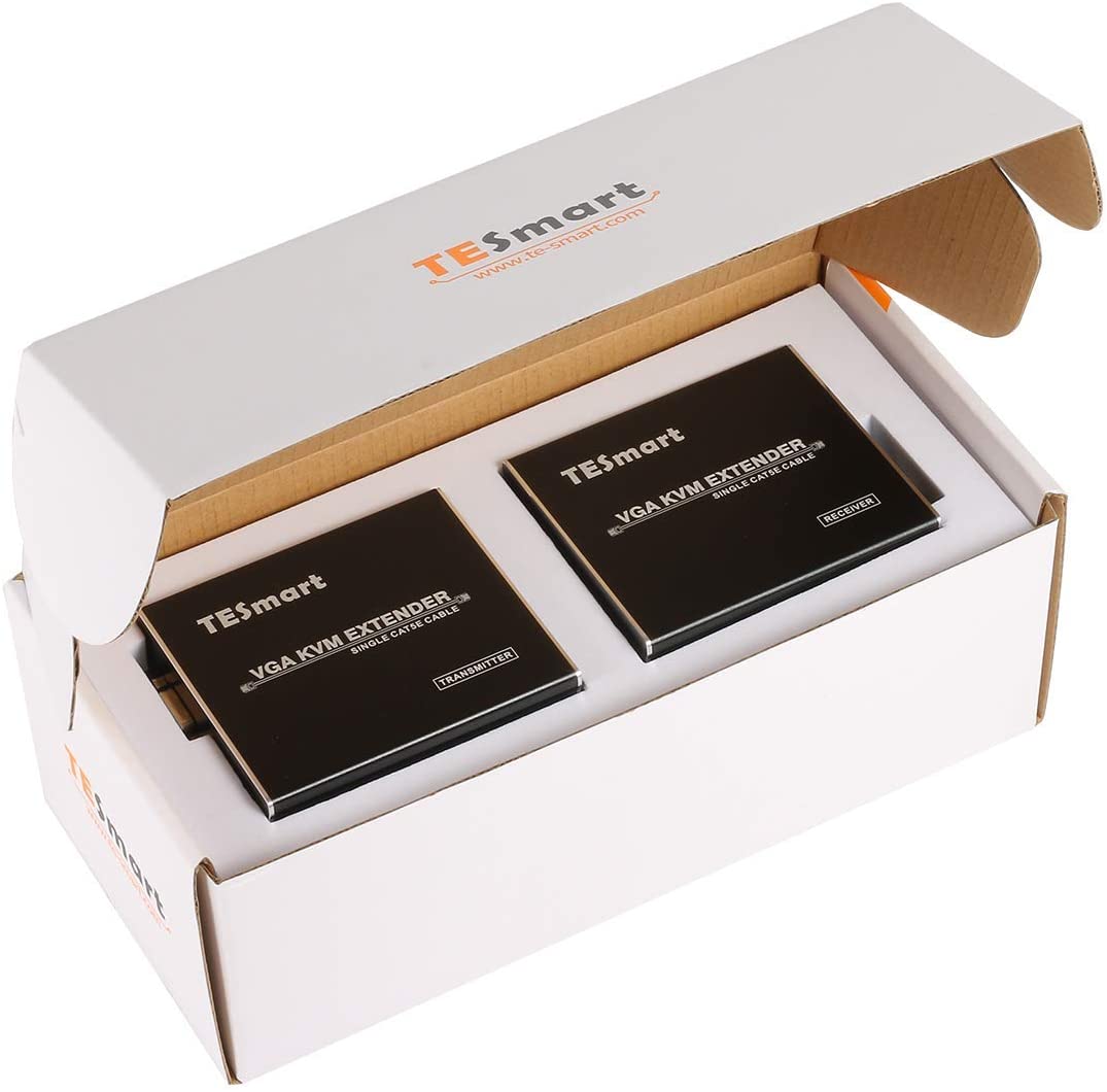 TESmart HDMI/VGA/USB Extender 300M/984ft 1080P@60Hz VGA KVM Extender (Sender + Empfänger) VGA KVM Extender 984ft über LAN Unterstüzung Tastatur,Maus -TESmart