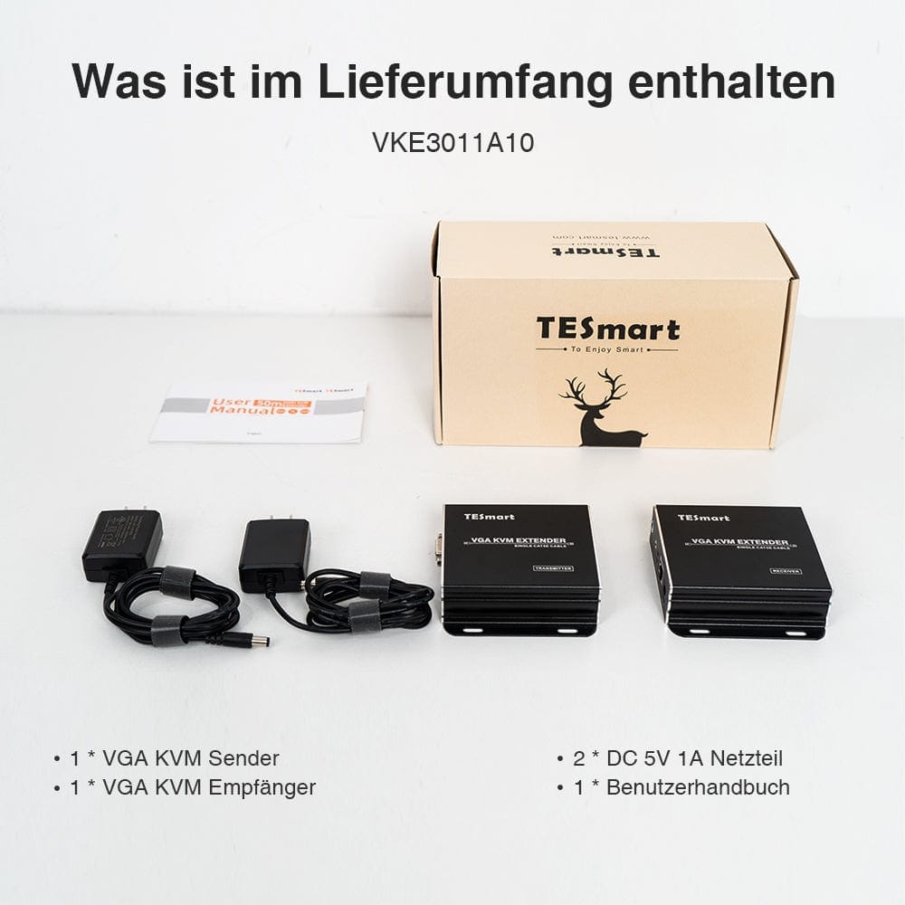 TESmart HDMI/VGA/USB Extender 300M/984ft 1080P@60Hz VGA KVM Extender (Sender + Empfänger) VGA KVM Extender 984ft über LAN Unterstüzung Tastatur,Maus -TESmart