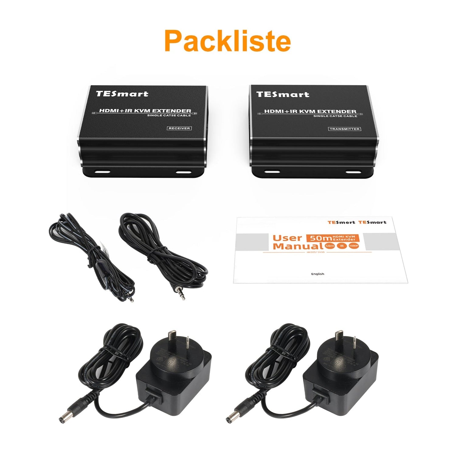TESmart HDMI/VGA/USB Extender HDMI KVM Extender 1080P 60Hz 50m mit CAT5e/6 HDMI KVM+IR Extender bis zu 50m 1080P 60Hz über CAT6/CAT5 -TESmart