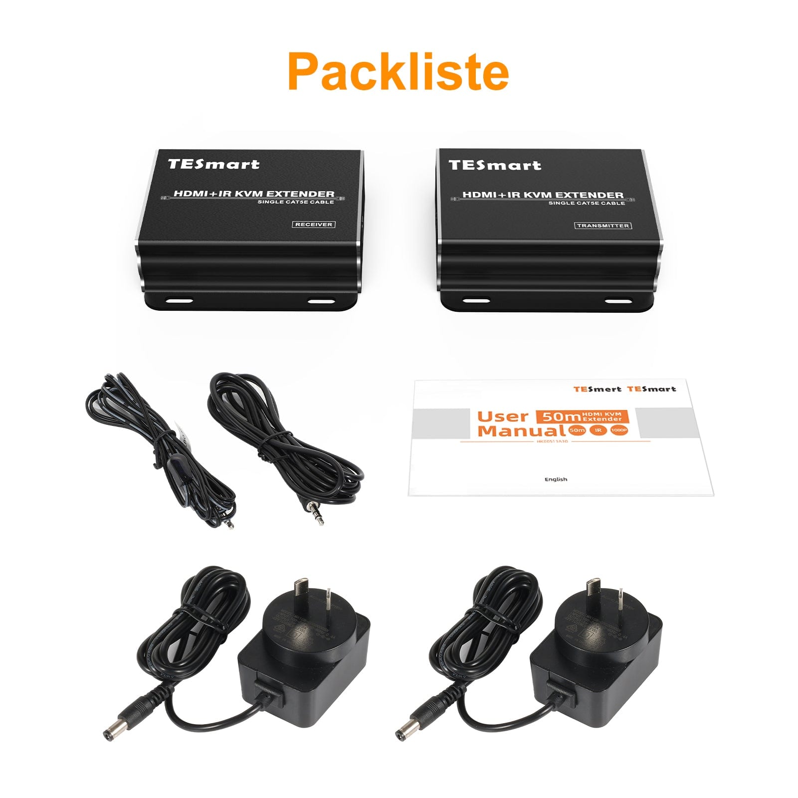 TESmart HDMI/VGA/USB Extender HDMI KVM Extender 1080P 60Hz 50m mit CAT5e/6 HDMI KVM+IR Extender bis zu 50m 1080P 60Hz über CAT6/CAT5 -TESmart