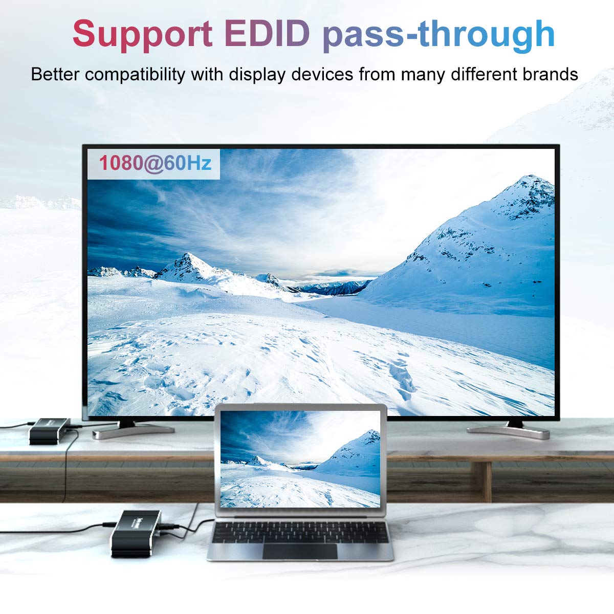 TESmart HDMI/VGA/USB Extender HDMI KVM Extender 70m Signalübertragung Ultra HD 1080p@60Hz über CAT5/5E/6/7