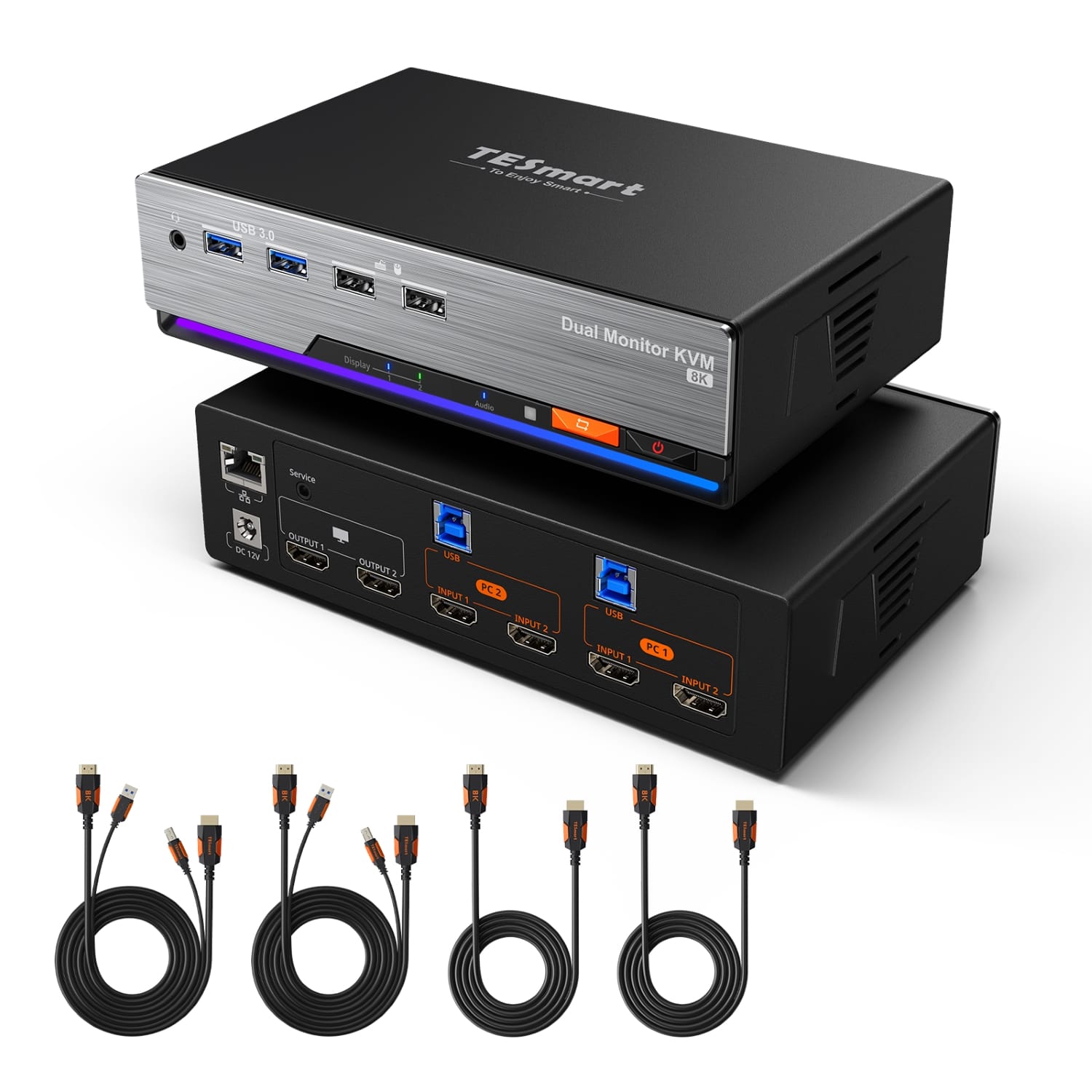 TESmart HKS202-M24-EUBK Dual Monitor KVM Switch HDMI 2.1 Dual 4K144Hz KVM Switch Gaming Dock für 2 PCs & 2 Monitore, mit ADI-Chip, EDID, VRR, FVA, ALLM und dynamischem HDR 10652805090716 2-Port Dual-Monitor HDMI 2.1 KVM-Switch 4K144Hz mit ADI-Chip | TESmart EU Plug