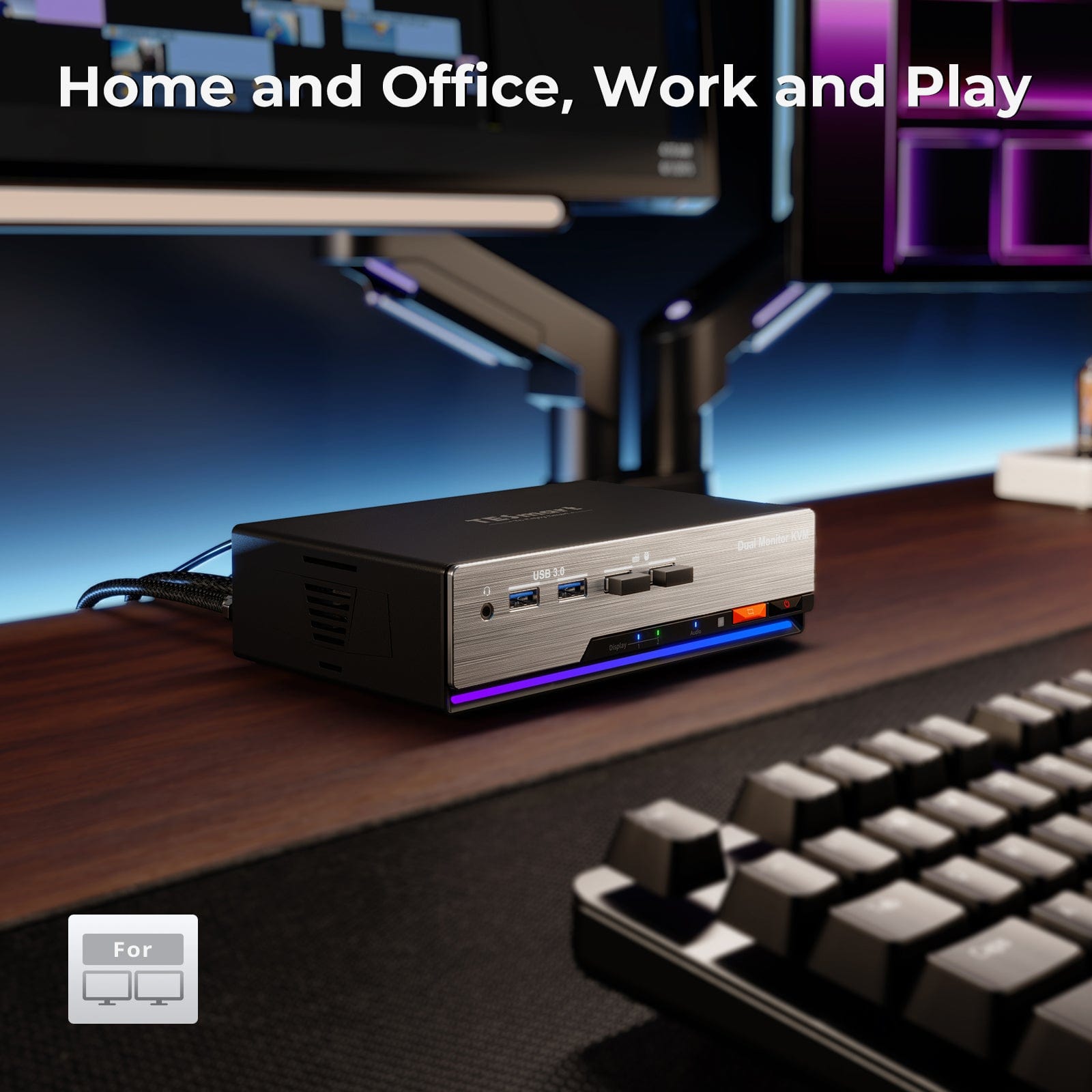 TESmart HKS202-M24-EUBK Dual Monitor KVM Switch HDMI 2.1 Dual 4K144Hz KVM Switch Gaming Dock für 2 PCs & 2 Monitore, mit ADI-Chip, EDID, VRR, FVA, ALLM und dynamischem HDR 10652805090716 HDMI 2.1 Dual 4K144Hz KVM Dock für 2 PCs & 2 Monitore, ADI-Chip, EDID, VRR, HDR EU Plug