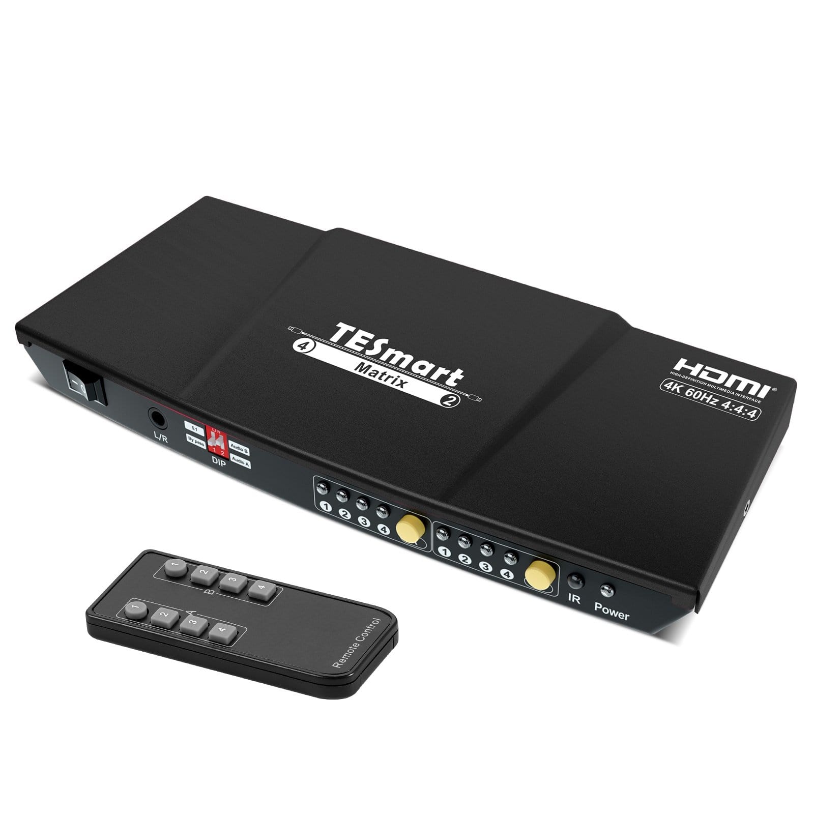 TESmart HMA0402A1U-USBK HDMI Matrix 4x2 4K HDMI-Matrix-Switch mit Audioextraktion und Audioausgang 4x2 HDMI Matrix Video Switch 4K 60hz HDCP mit Audio TESmart US Plug / Black