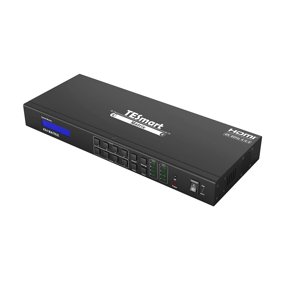 TESmart HMA404-E23-USBK HDMI Matrix 4x4 4K HDMI-Matrix-Switch mit Audioausgang und RS232/LAN-Steuerung HDMI Matrix switch 4X4 4K 60hz HDCP RS232/LAN steuern TESmart US Plug