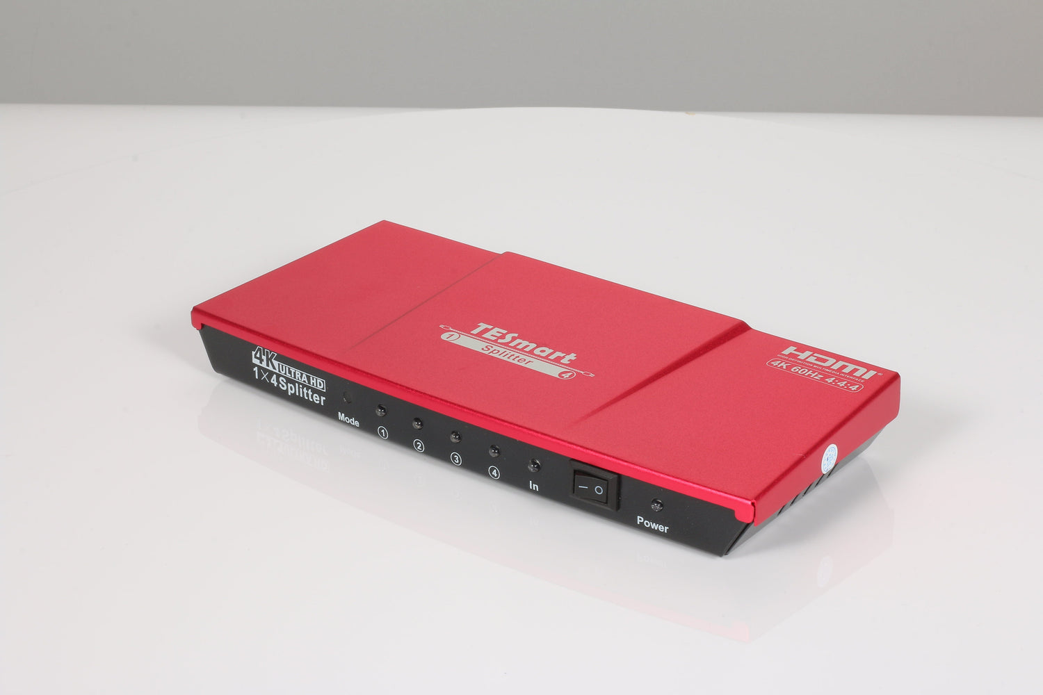TESmart HSP0104A1U-EURD HDMI Splitter 2/4/8/ Ports HDMI Splitter 4K 60Hz mit HDR für DVD Player TV Box HDMI Splitter 2/4/8/16 Port Unterstützung  4K 60Hz HDR HDCP 2.2-TESmart EU Plug / Red / 4 Ports
