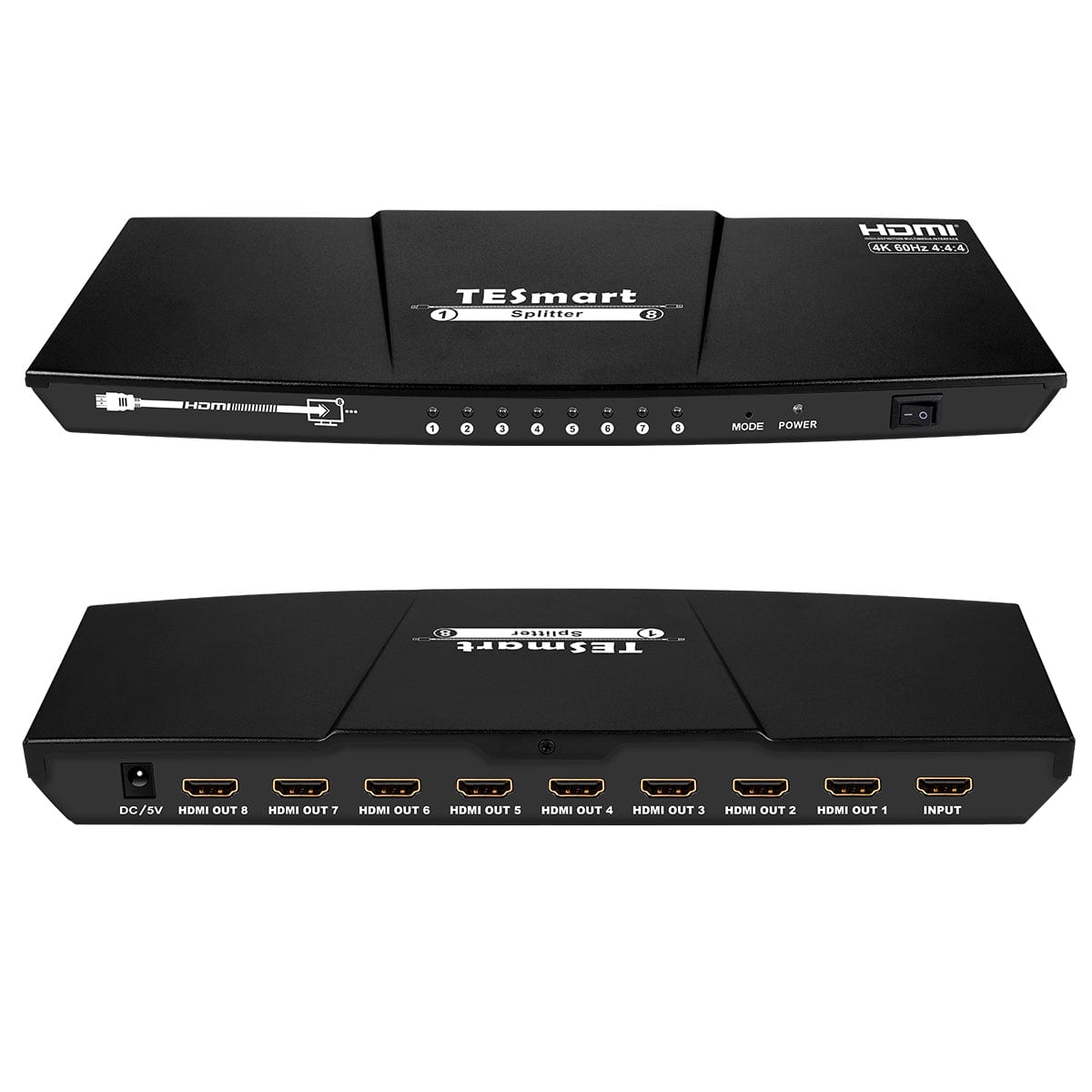 TESmart HSP0108A1U-EUBK HDMI Splitter 2/4/8/ Ports HDMI Splitter 4K 60Hz mit HDR für DVD Player TV Box HDMI Splitter 2/4/8/16 Port Unterstützung 4K 60Hz HDR HDCP 2.2-TESmart EU Plug / Black / 8 Ports