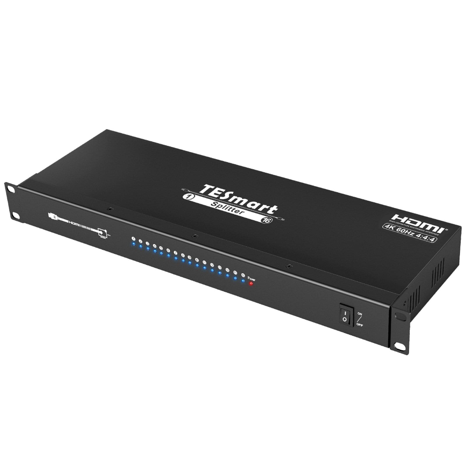 TESmart HSP0116A1U-EUBK HDMI Splitter 2/4/8/ Ports HDMI Splitter 4K 60Hz mit HDR für DVD Player TV Box HDMI Splitter 2/4/8/16 Port Unterstützung 4K 60Hz HDR HDCP 2.2-TESmart EU Plug / Black / 16 Ports
