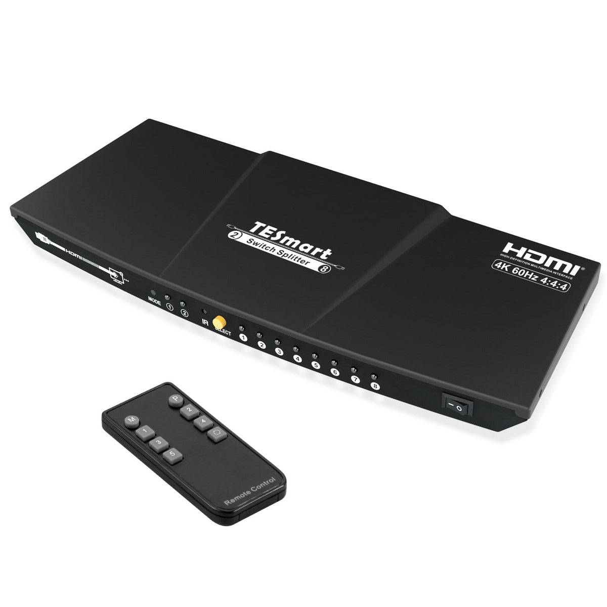 TESmart HSP0208A1U-EUBK HDMI Splitter 2x8 HDMI Splitter 4K 60Hz für DVD Player TV Box HDMI Splitter 2 in 8 out Unterstützung 4K 60Hz HDR HDCP 2.2 -TESmart EU Plug / Black / 4K@60Hz