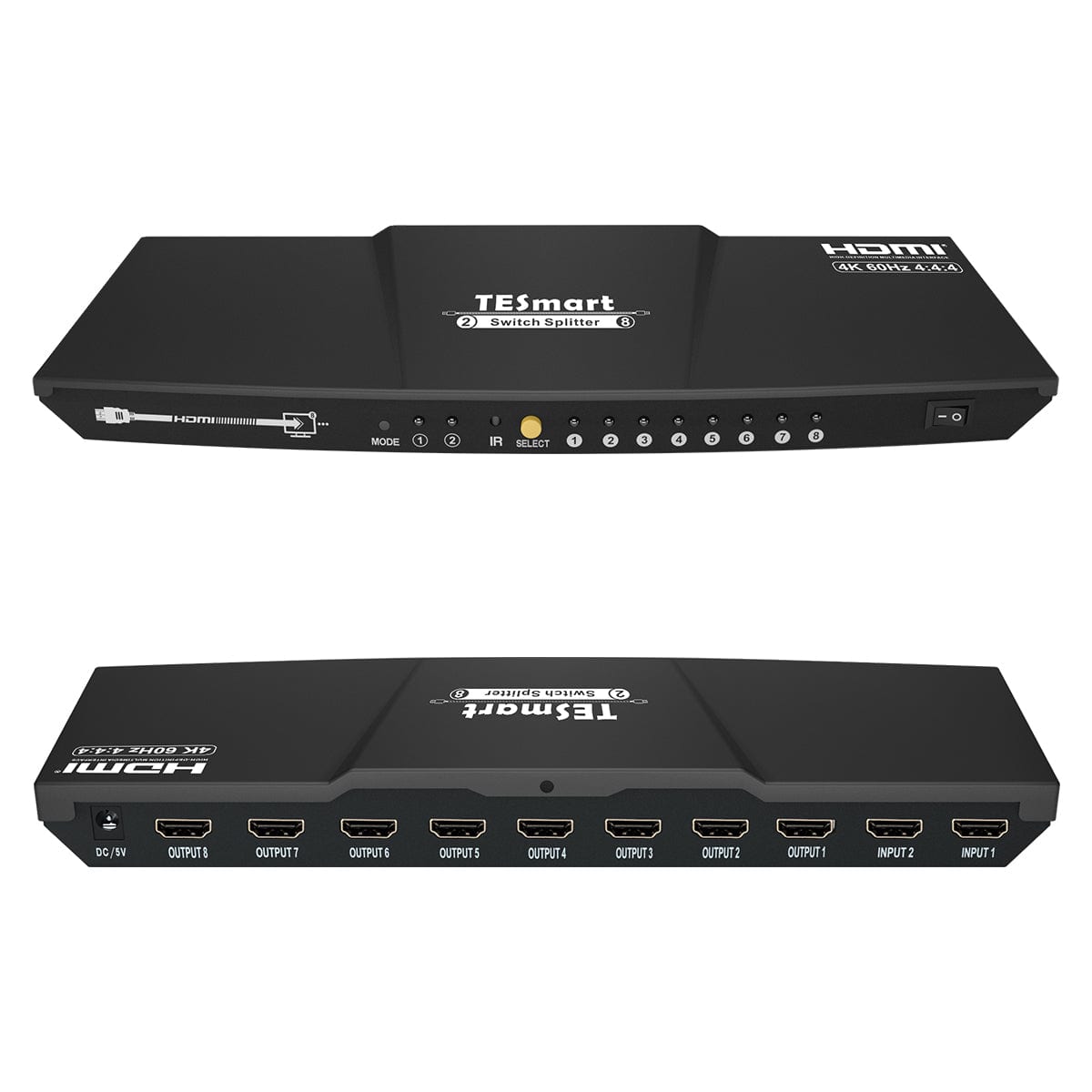 TESmart HSP0208A20-UKBK HDMI Splitter 2x8 HDMI Splitter 4K 60Hz für DVD Player TV Box HDMI Splitter  2 in 8 out Unterstützung  4K 60Hz HDR HDCP 2.2 -TESmart UK Plug / Black / 4K@30Hz
