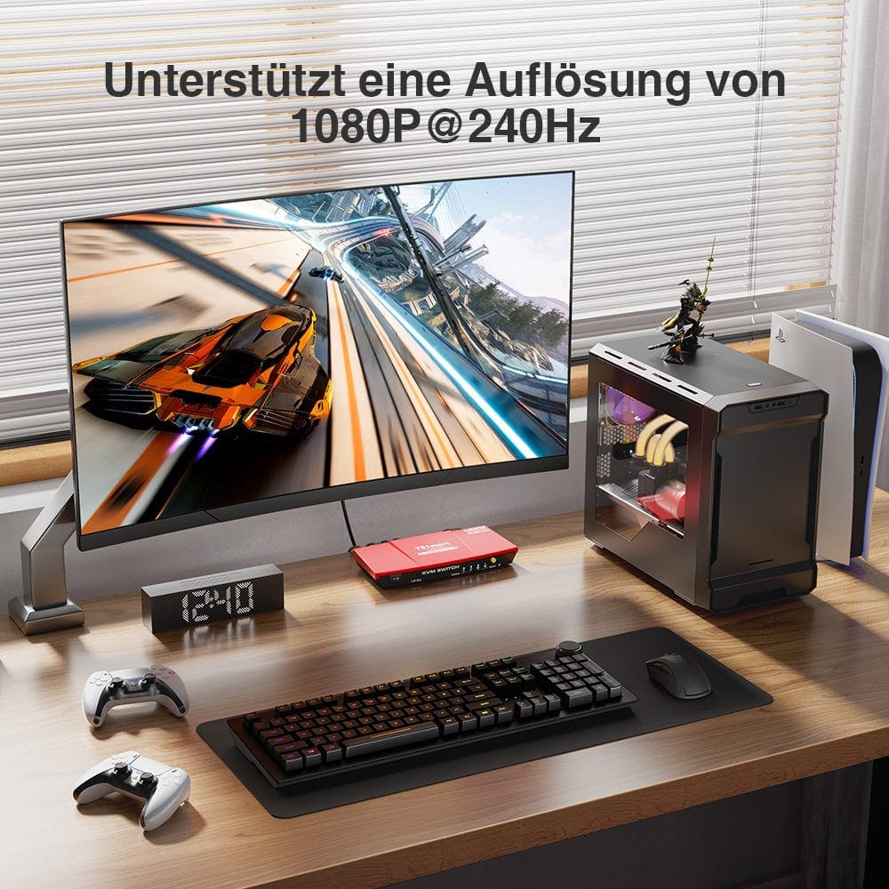 TESmart KVM Switch 2 Port HDMI KVM Switch 4K60Hz Maus Nahtlose Umschaltung HDMI KVM Switch 4K HDR verbinden 2 pc teilen sich USB,Audio TESmart